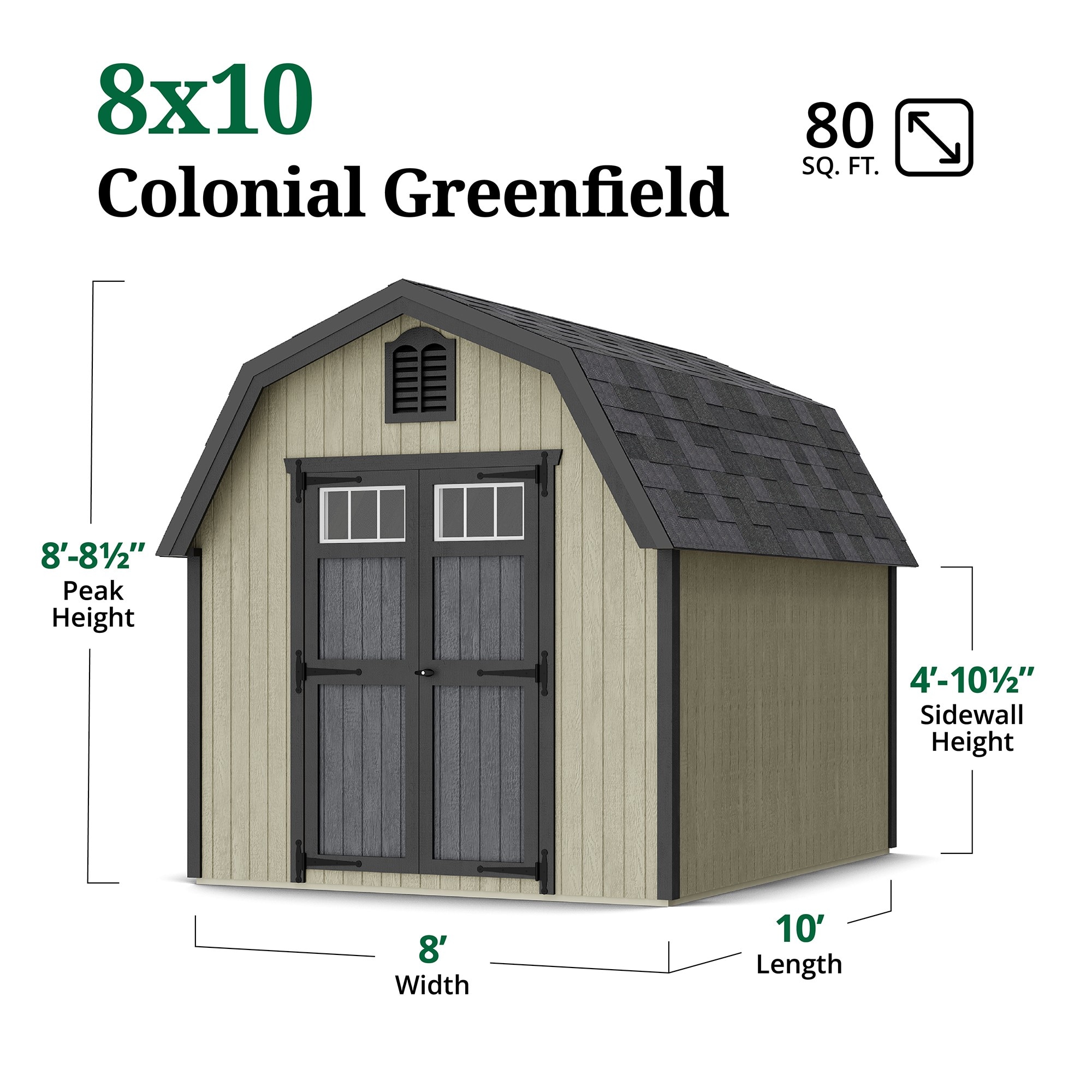 Little Cottage Co 8X10 GCGS-PC-FK Wood-Storage-Buildings - View #3
