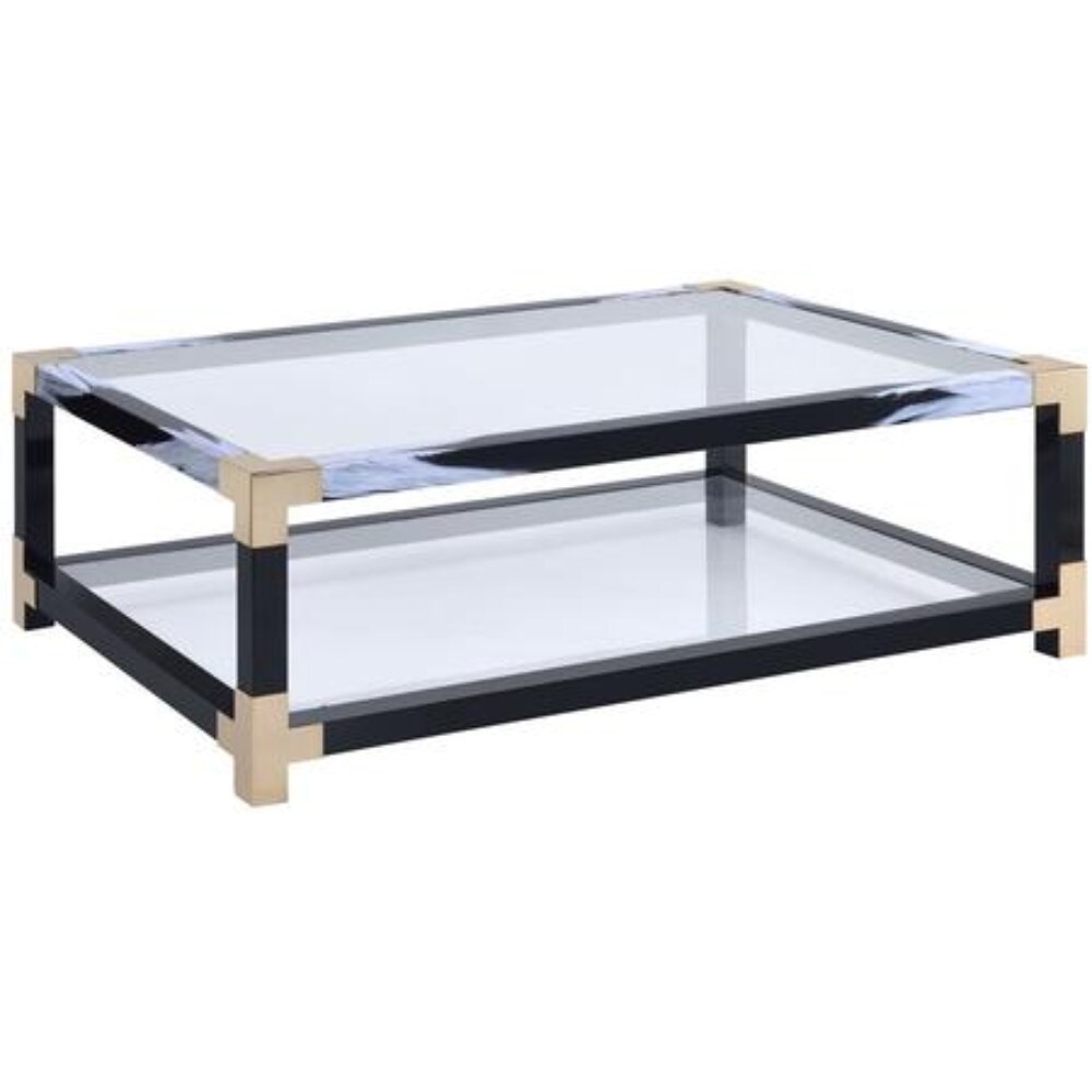 Benzara BM186275 Glass Glass Modern Coffee Table with Storage