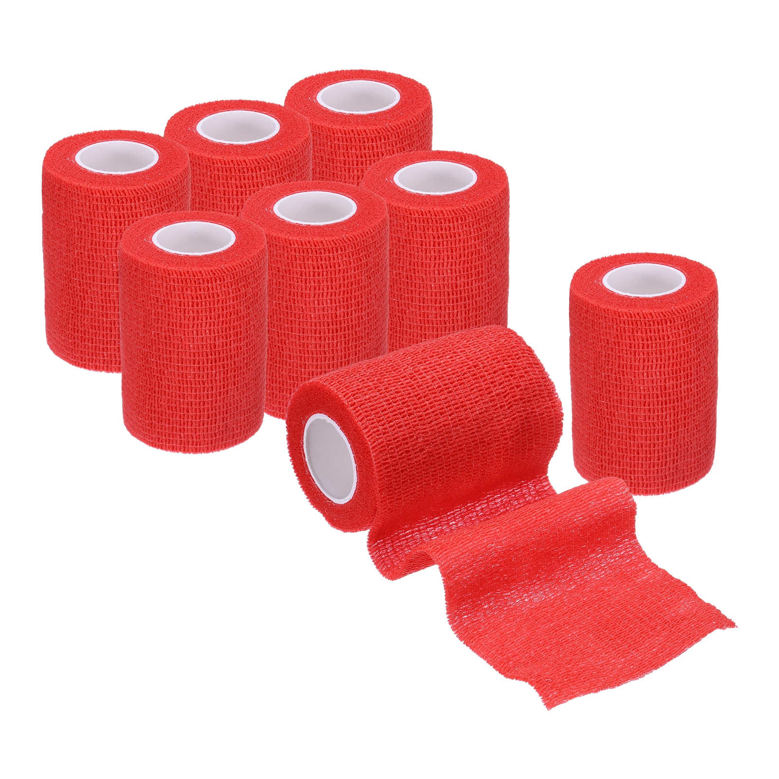 PATIKIL 3inch x 5 Yard Bandage Wrap 8Pcs Breathable Self Adhesive Elastic Bandage Wrap Roll Athletic Cohesive Tape for Wrists Knees Ankles Thighs Feet Sports Sprains Swelling Red