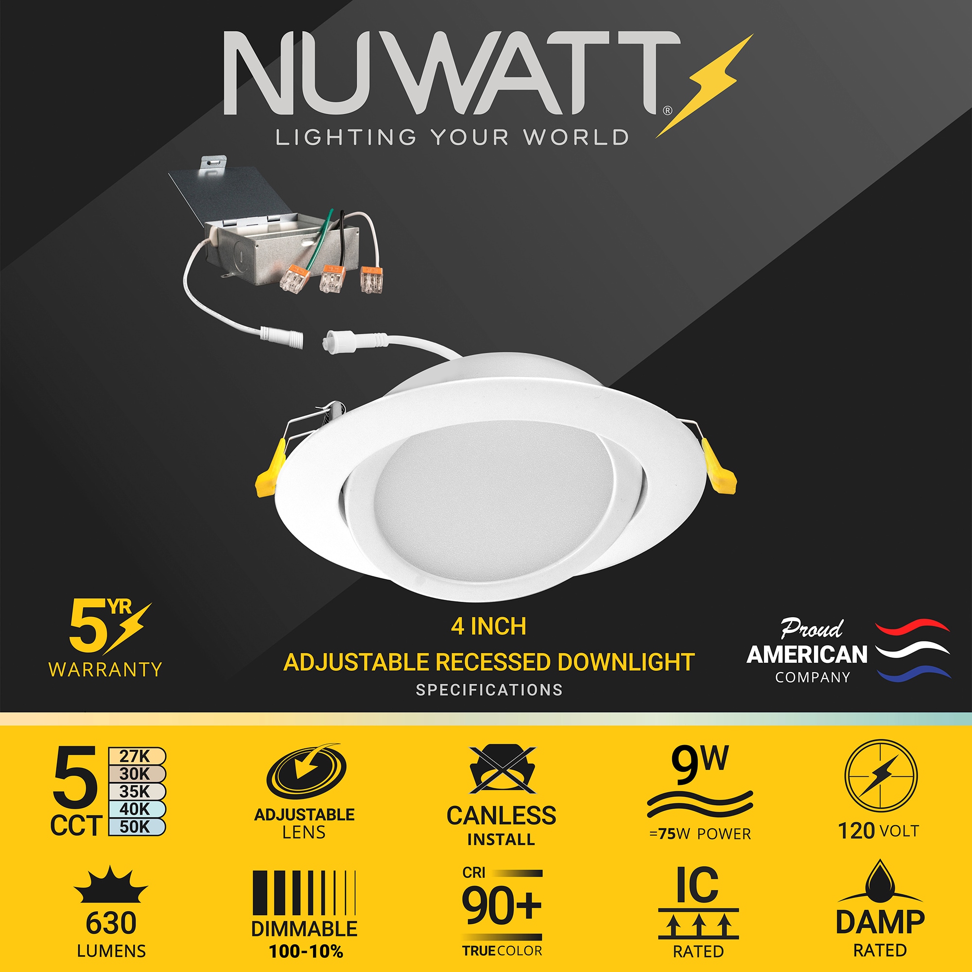 NUWATT NW-PADJDL49W5CTWH12P Led-Retrofit-Downlight - View #3