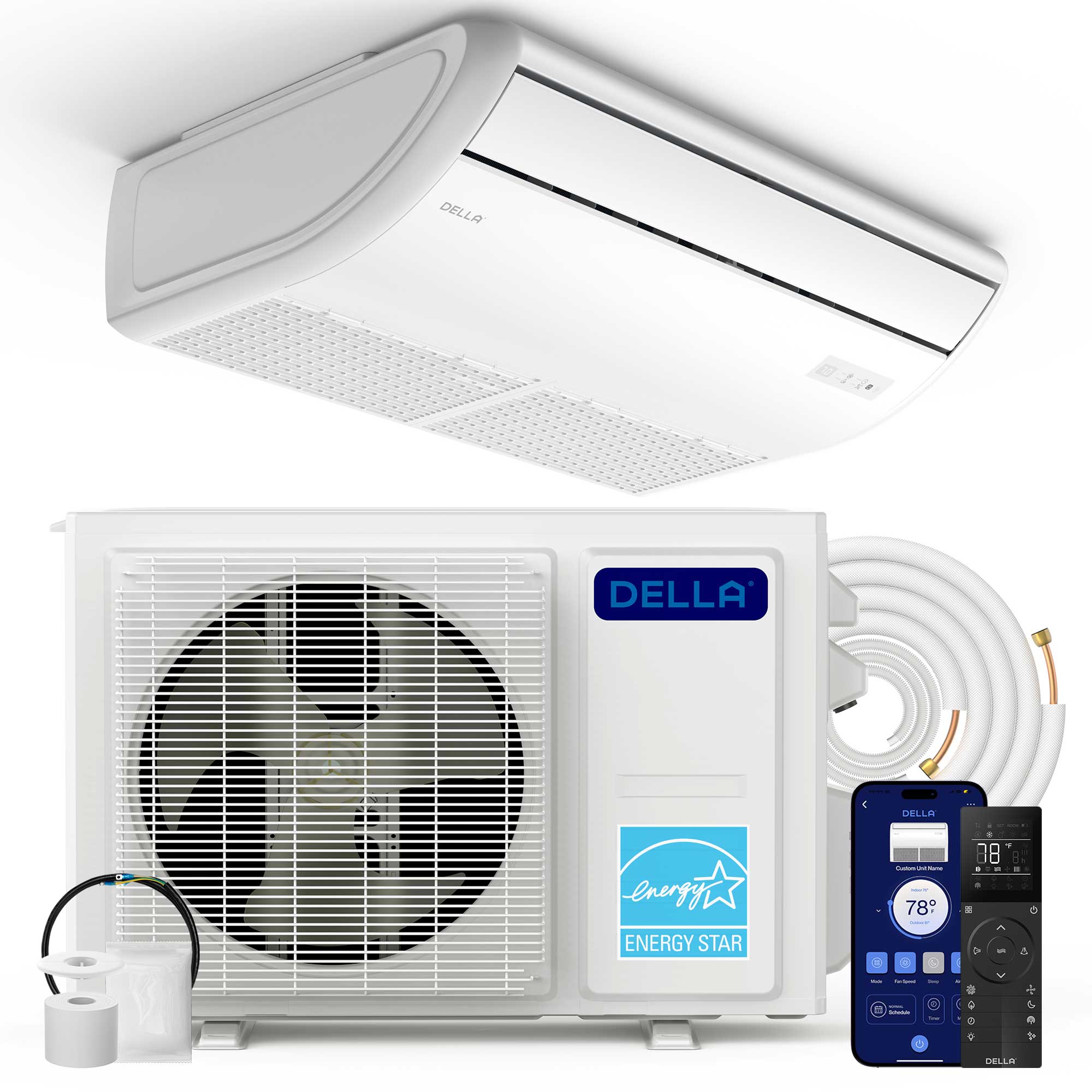 DELLA  18000 BTU Floor Ceiling Mini Split AC Cools Up to 1000 Square Feet