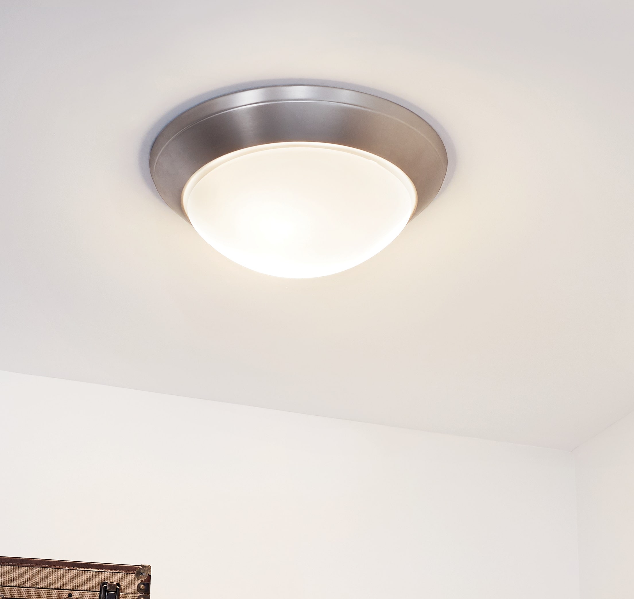 Kichler 8882NI Ceiling Space 1 -Light 16.5-in Brushed Nickel Flush Mount Light