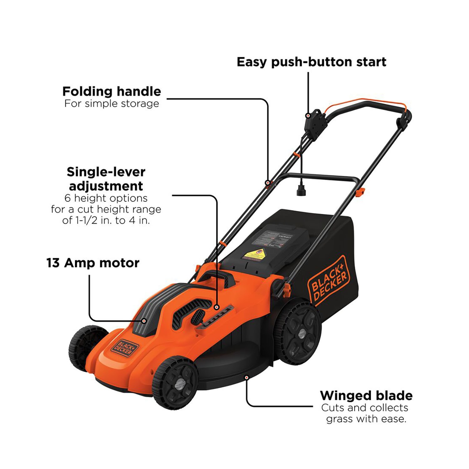 BLACK+DECKER 13-Amp 20-in Corded Lawn Mower in the Corded Electric