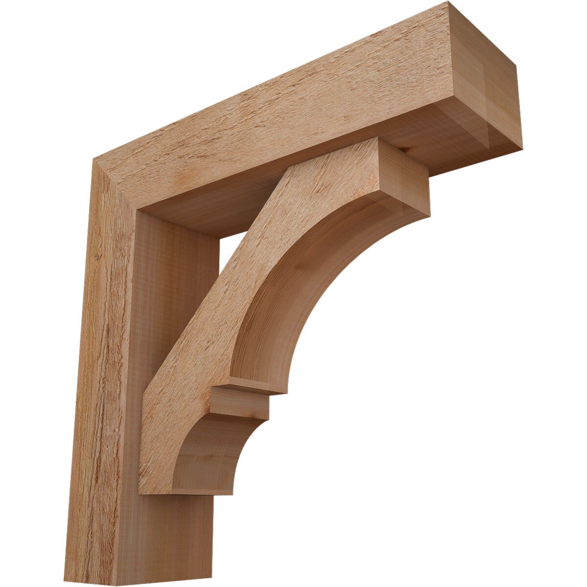 Ekena Millwork 1461841 Balboa Block Rough Sawn Bracket with Offset Brace 6-in x 22-in x 22-in Western red cedar Brown Wood Standard bracket