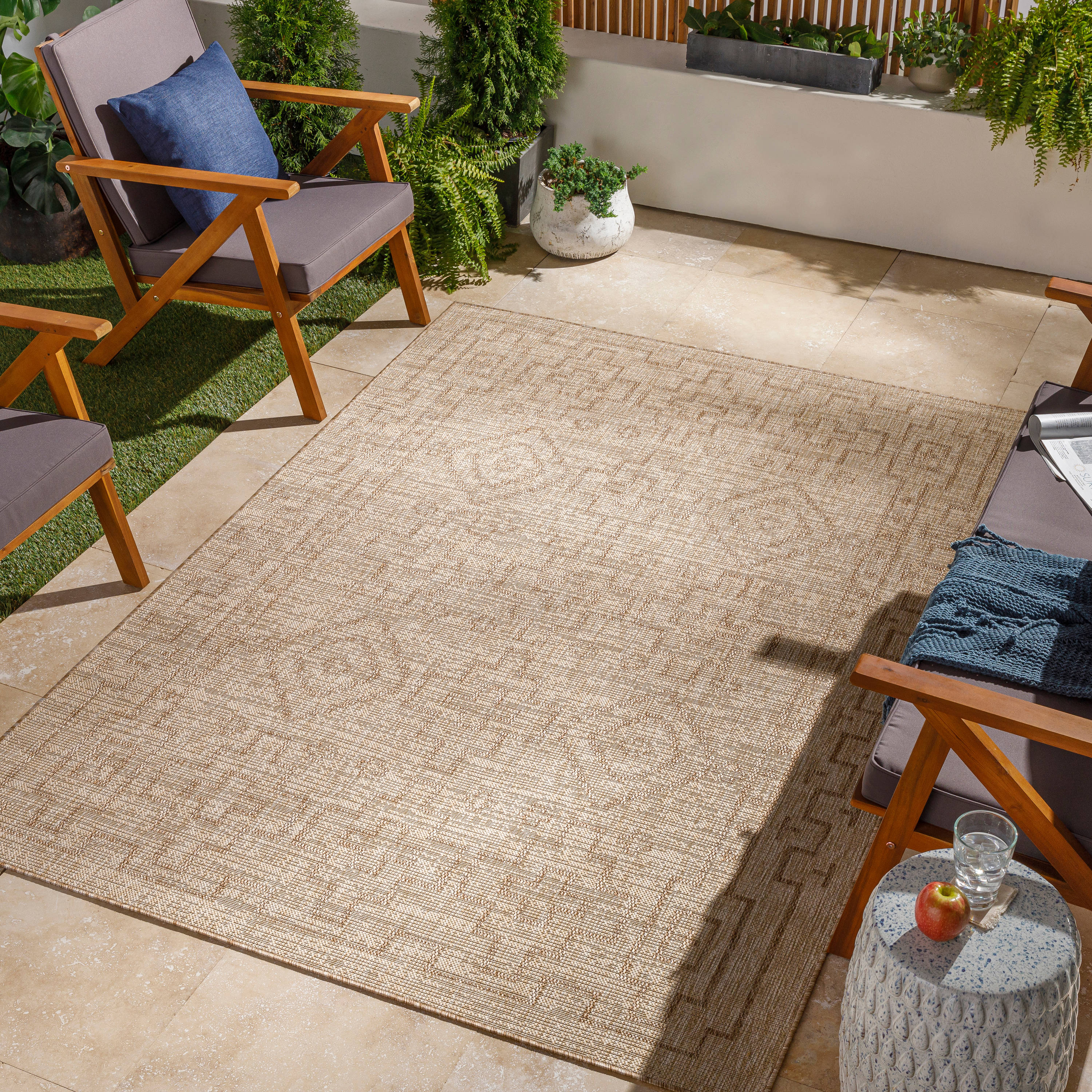 Livabliss TRG2317-679 Tuareg 7 x 9 (ft) Polypropylene Brown Rectangular Indoor/Outdoor Tribal Global Area rug