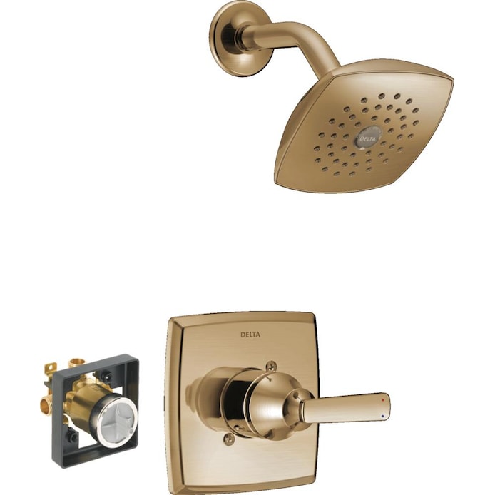 Delta Ashlyn Champagne Bronze Gold Shower Faucet with High Flow Multichoice Universal Rough Valve