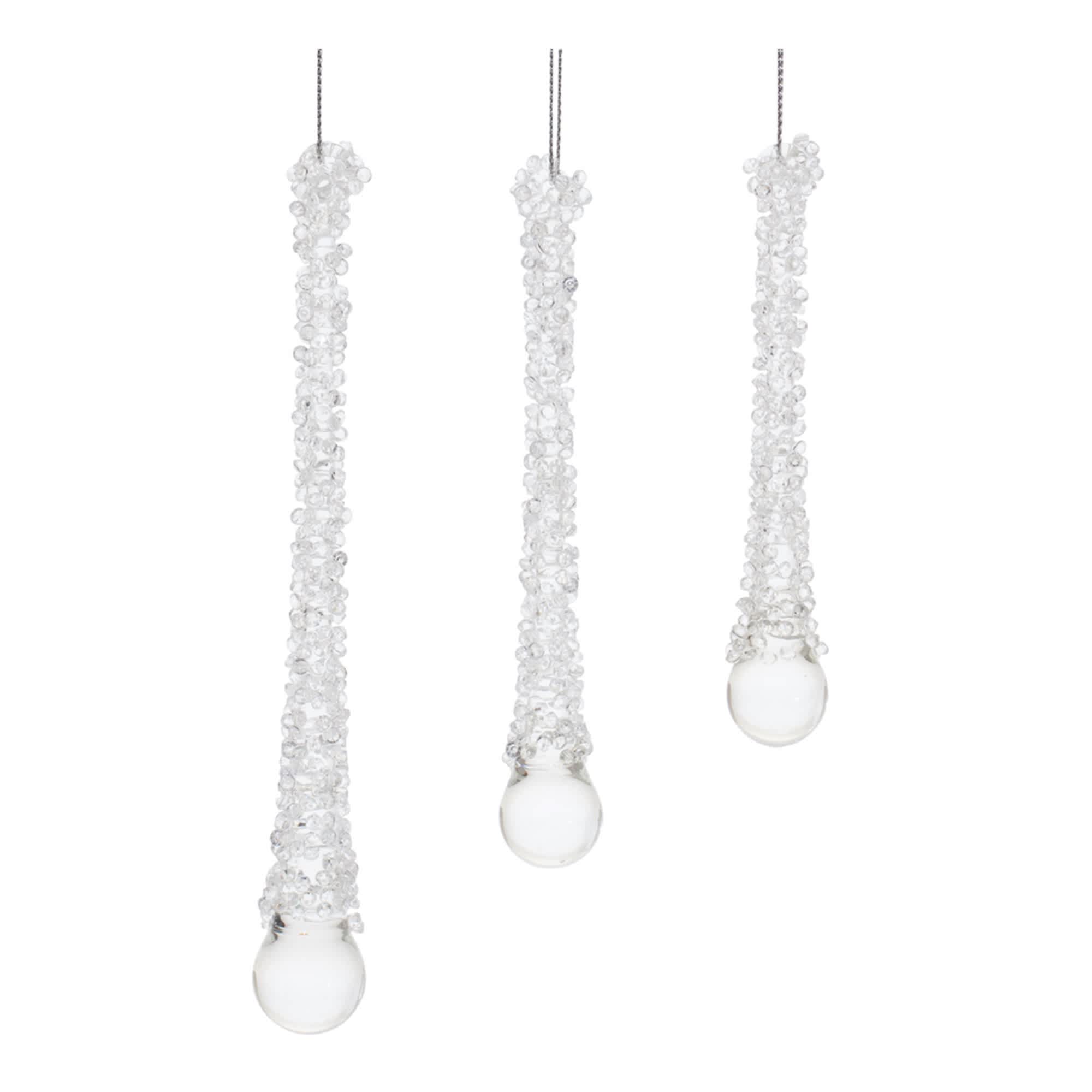 Melrose International 90830DS Icicle Drop (Set of 3) 4.25H 5H 6.25H Glass