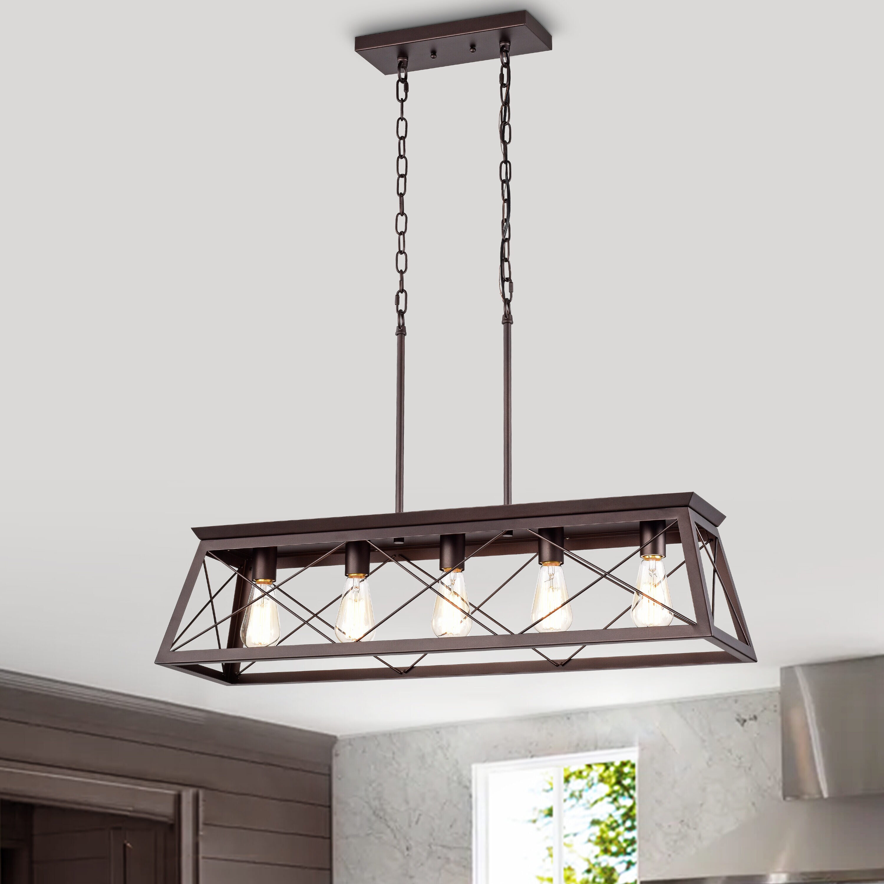 MICSIU Astro 5-Light Oil-Rubbed Bronze Farmhouse Chandelier 280014 at ...