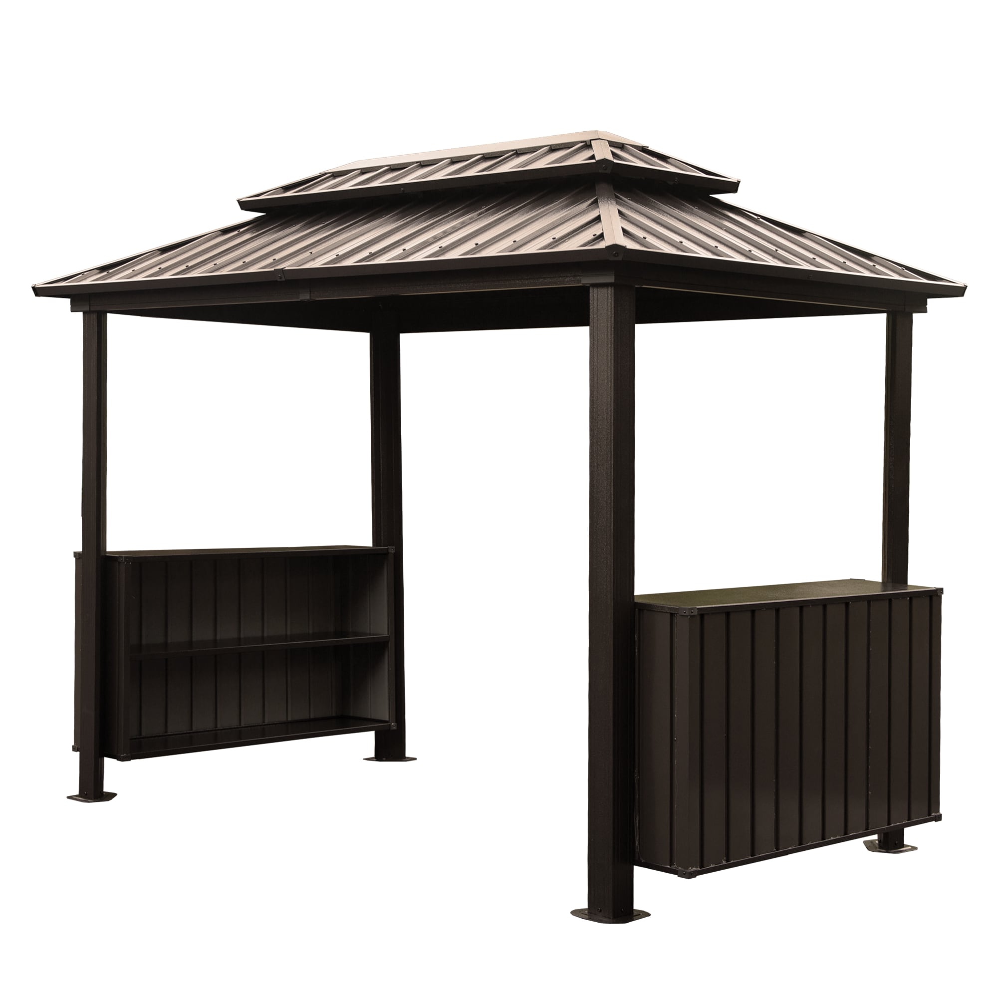 Mondawe MOT1012076-S 6-ft x 9-ft Brown Rectangle Grill Gazebo with Hardtop Steel Roof