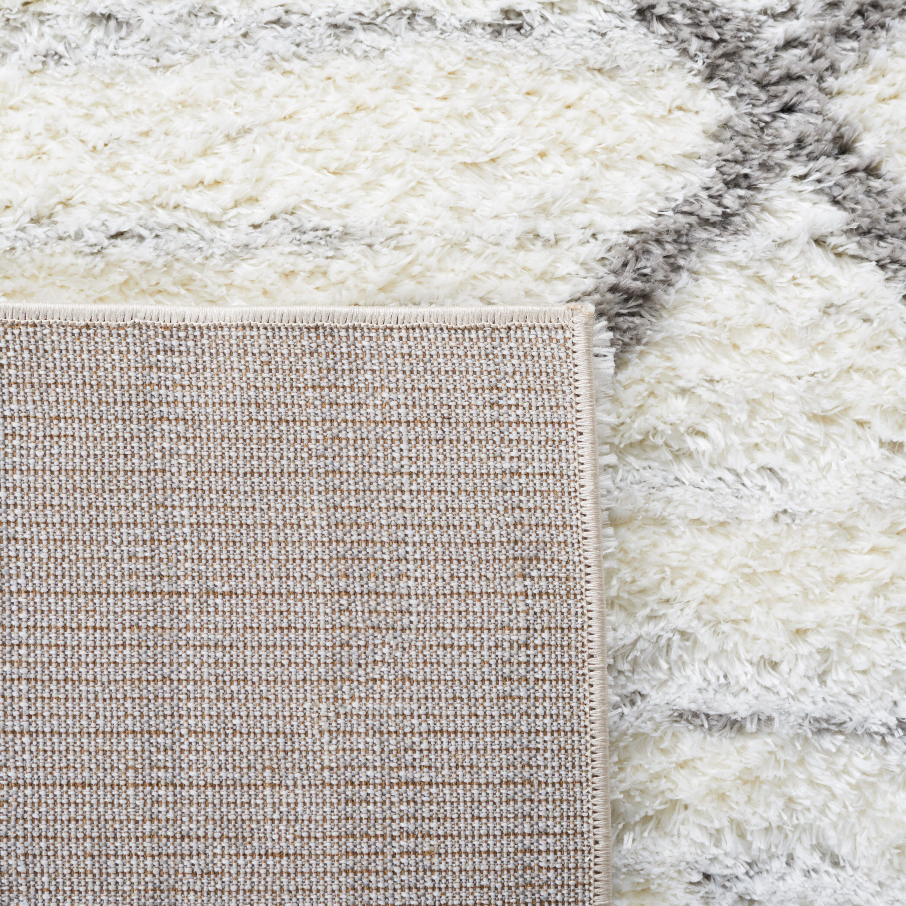 Tahoe Gray and White Geometric Shag Area Rug
