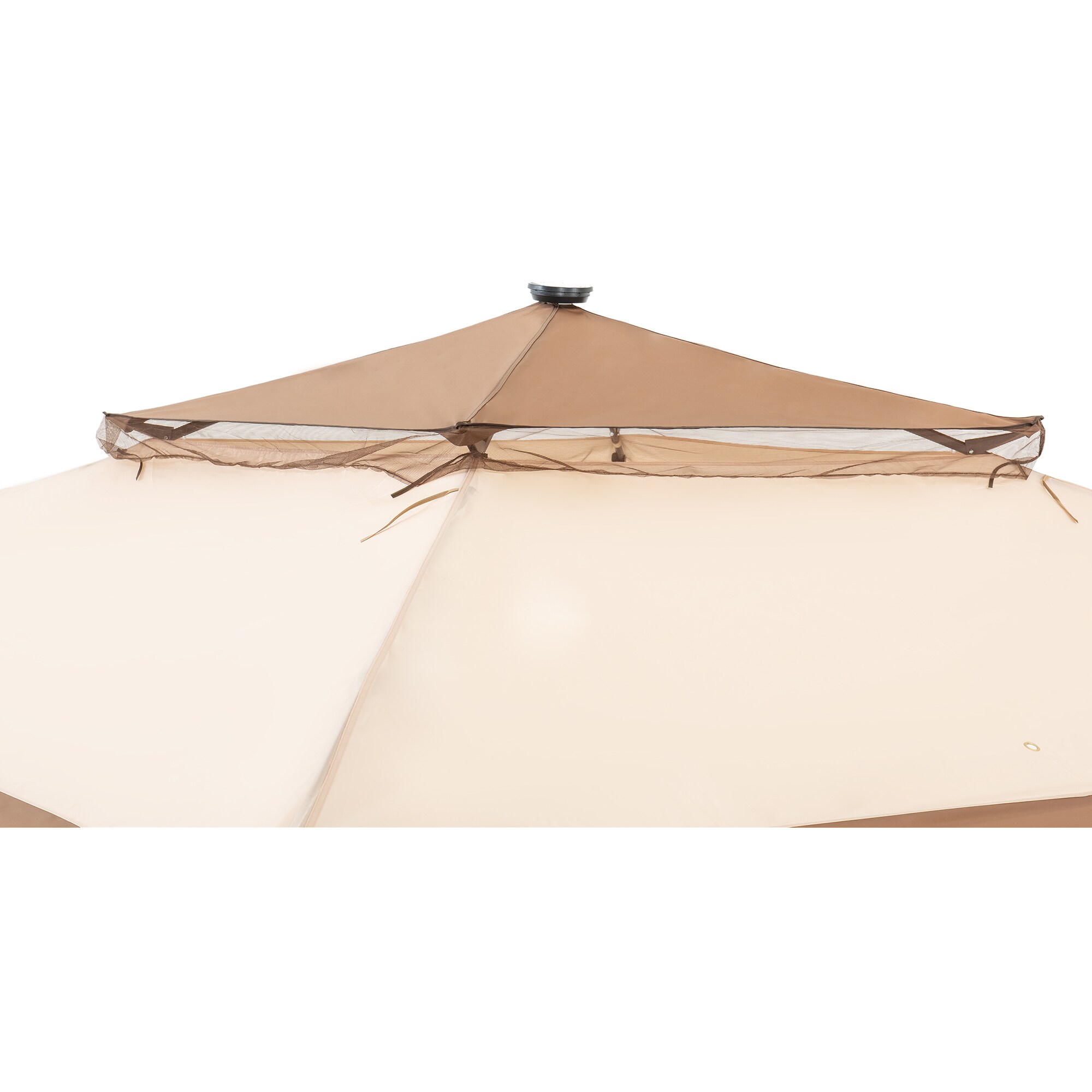 Brown Steel Frame Pop-Up Gazebo with Solar LED Lighting