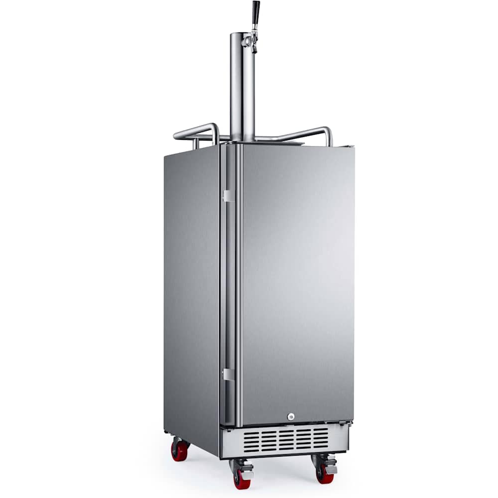 EdgeStar KC1500OD 15 Inch Wide 1 Tap Outdoor Kegerator with Forced Air Refrigeration and Air Cooled Beer Tower #KC1500BSSOD