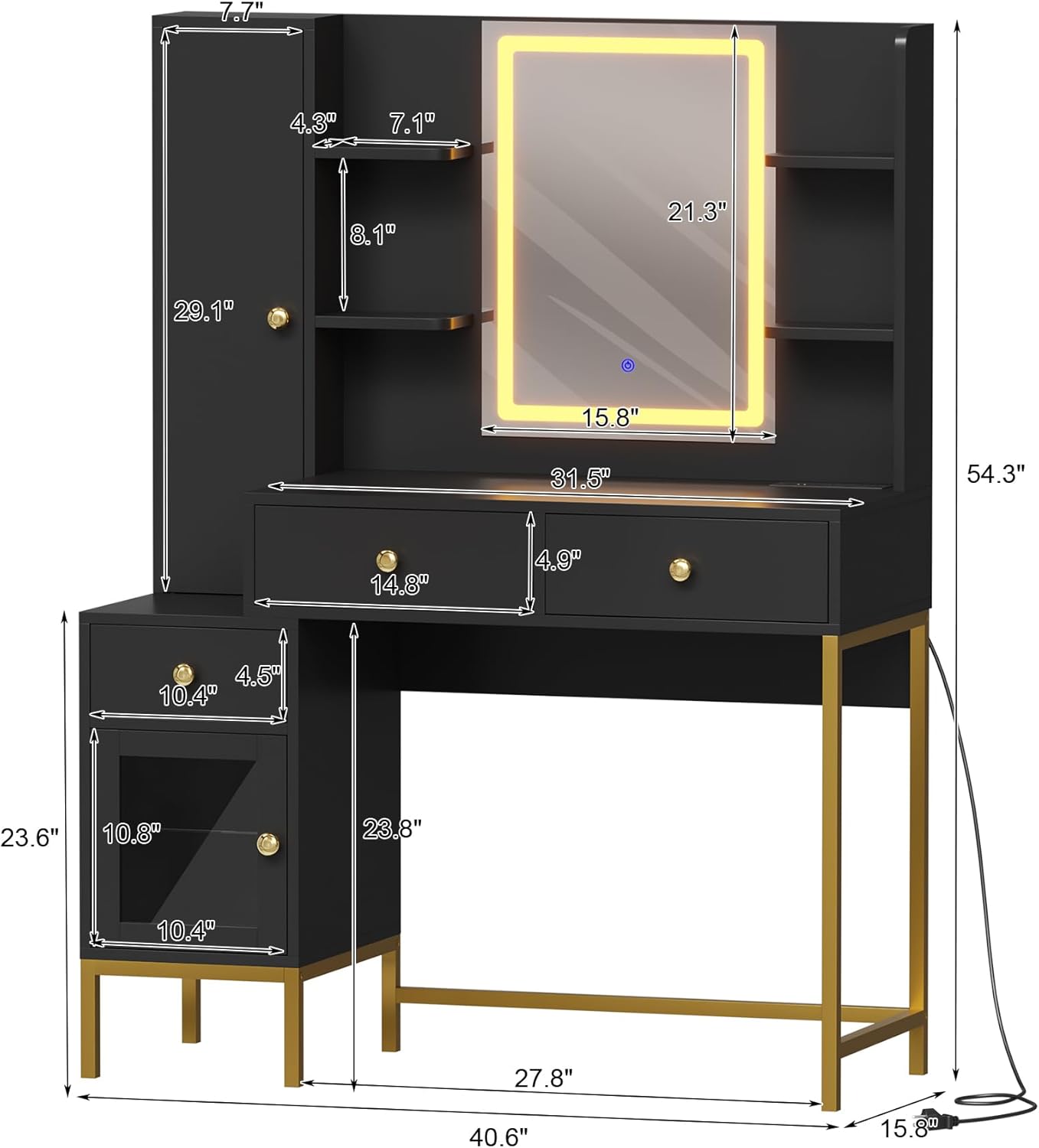 Qeetex LHF-SZT-PHO-160WCDZK Bedroom-Vanities - View #2