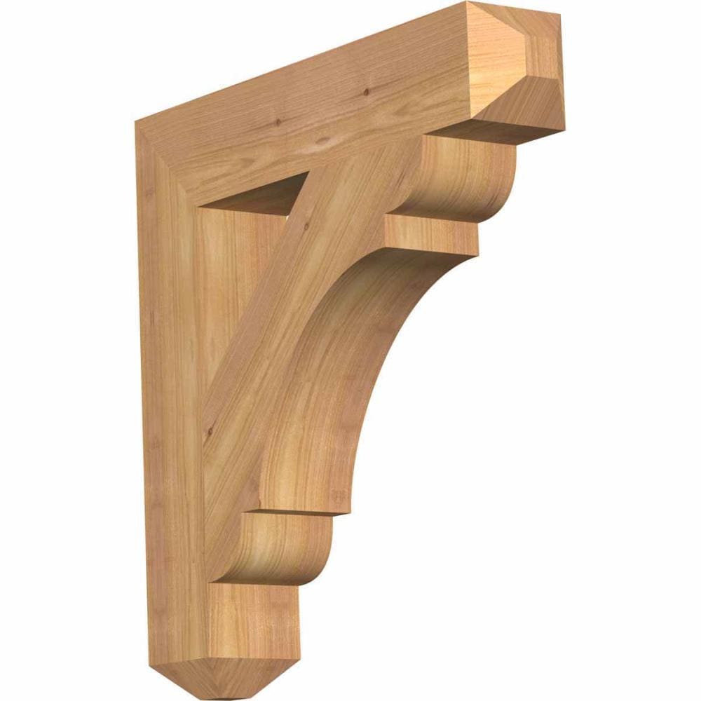 Ekena Millwork BKT04X20X20OLY04SWR Olympic craftsman smooth 3-1/2-in x 20-in x 20-in Western red cedar Brown Wood Standard bracket