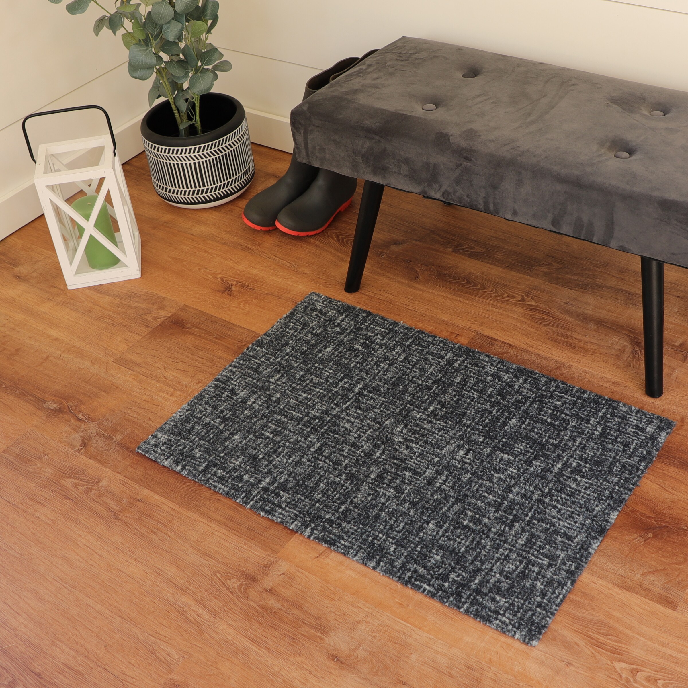 Bungalow Flooring 3-ft x 5-ft Charcoal Rectangular Indoor or Outdoor  Decorative Home Door Mat in the Mats department at