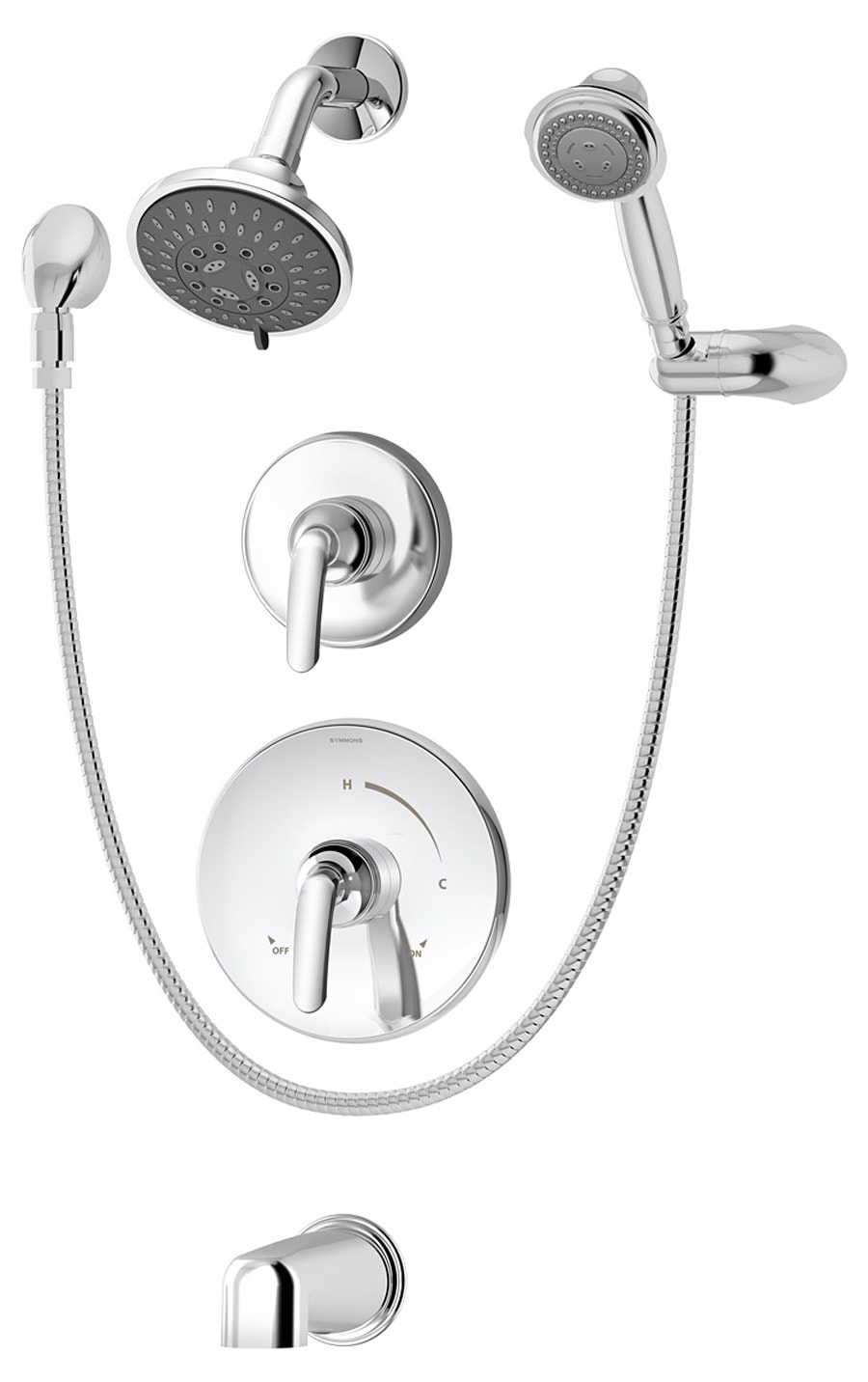 Symmons 5506-1.5-TRM Elm Polished Chrome 2-handle Multi-function 4.1-Inches Round Bathtub and shower Faucet