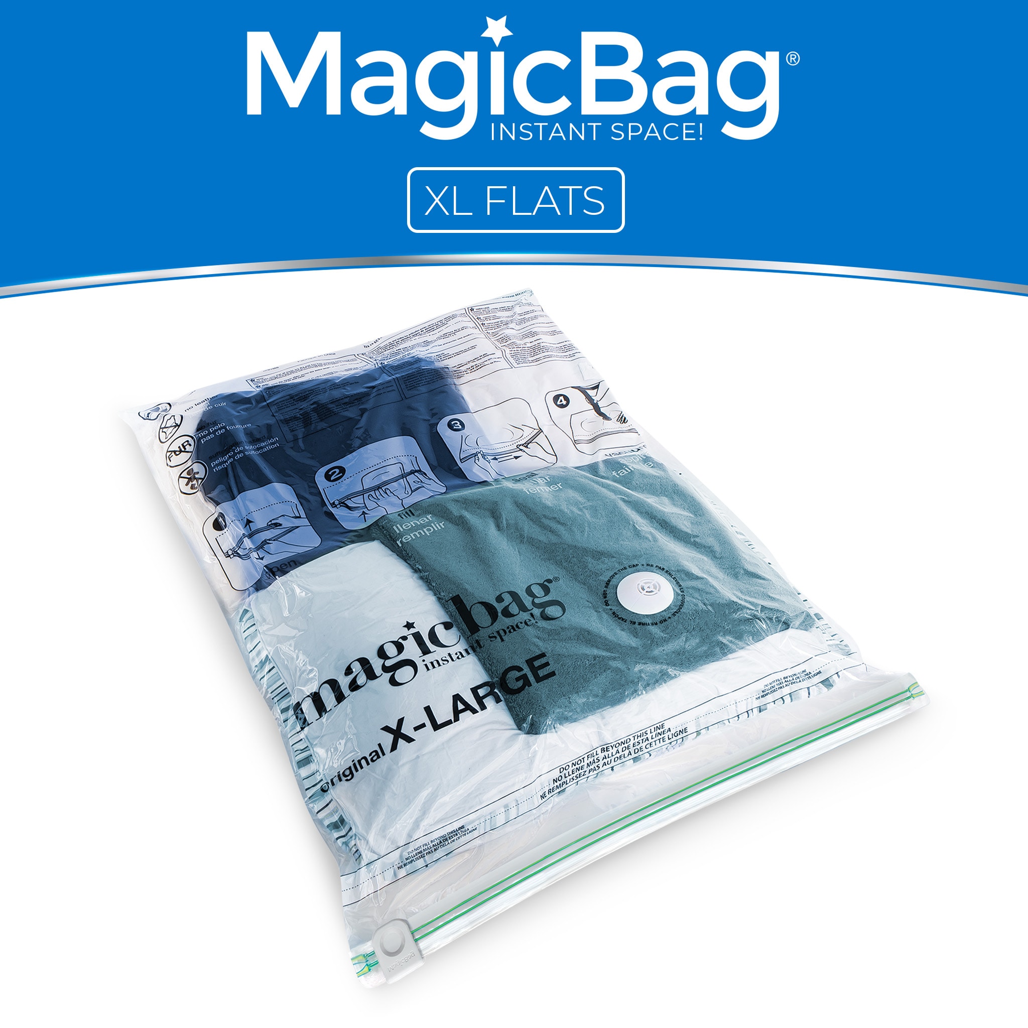 Smart Design Magic Bag Instant Space Saver 6-Pack Clear Clothes