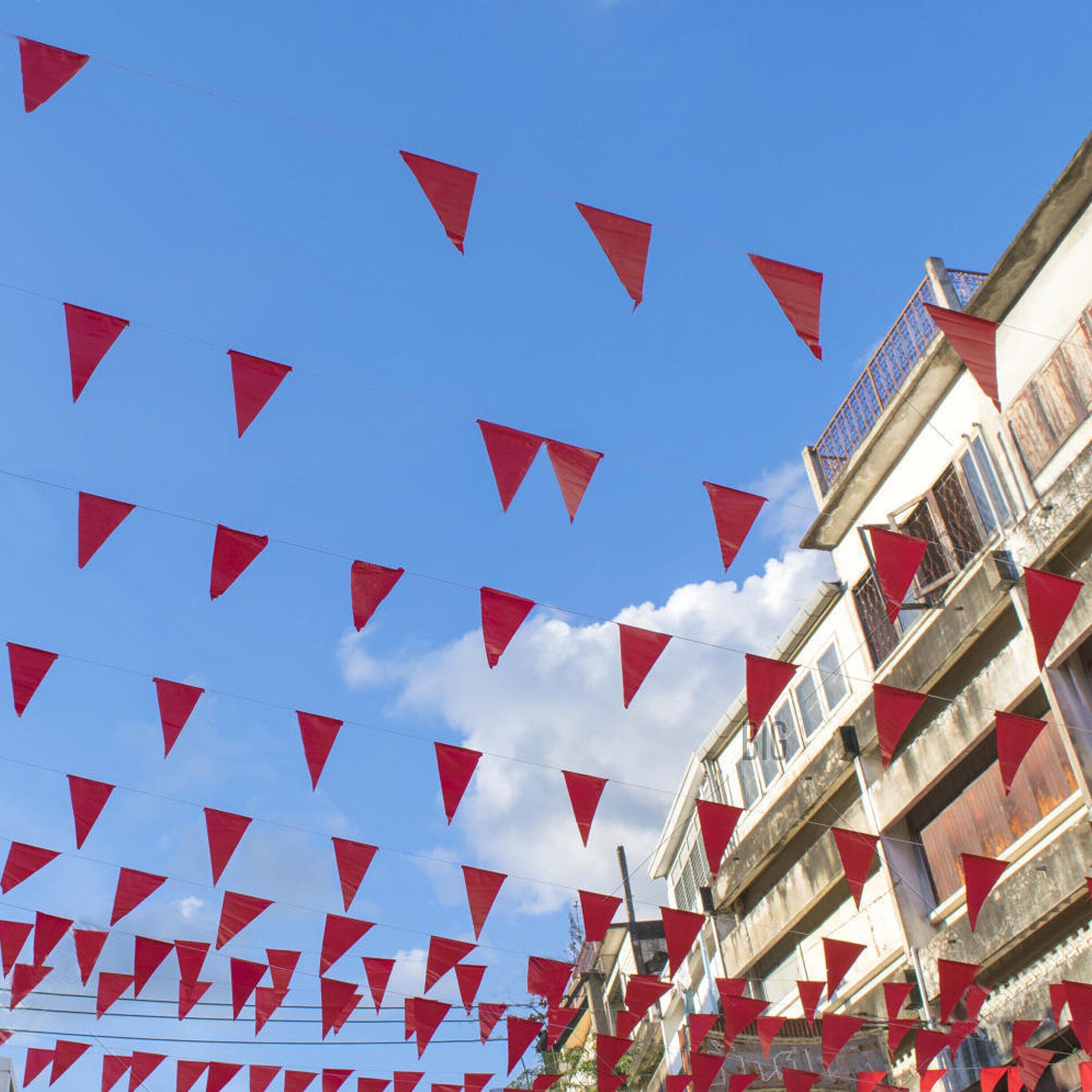 Solid Red Pennant Banner with Ribbon for Birthday Parties