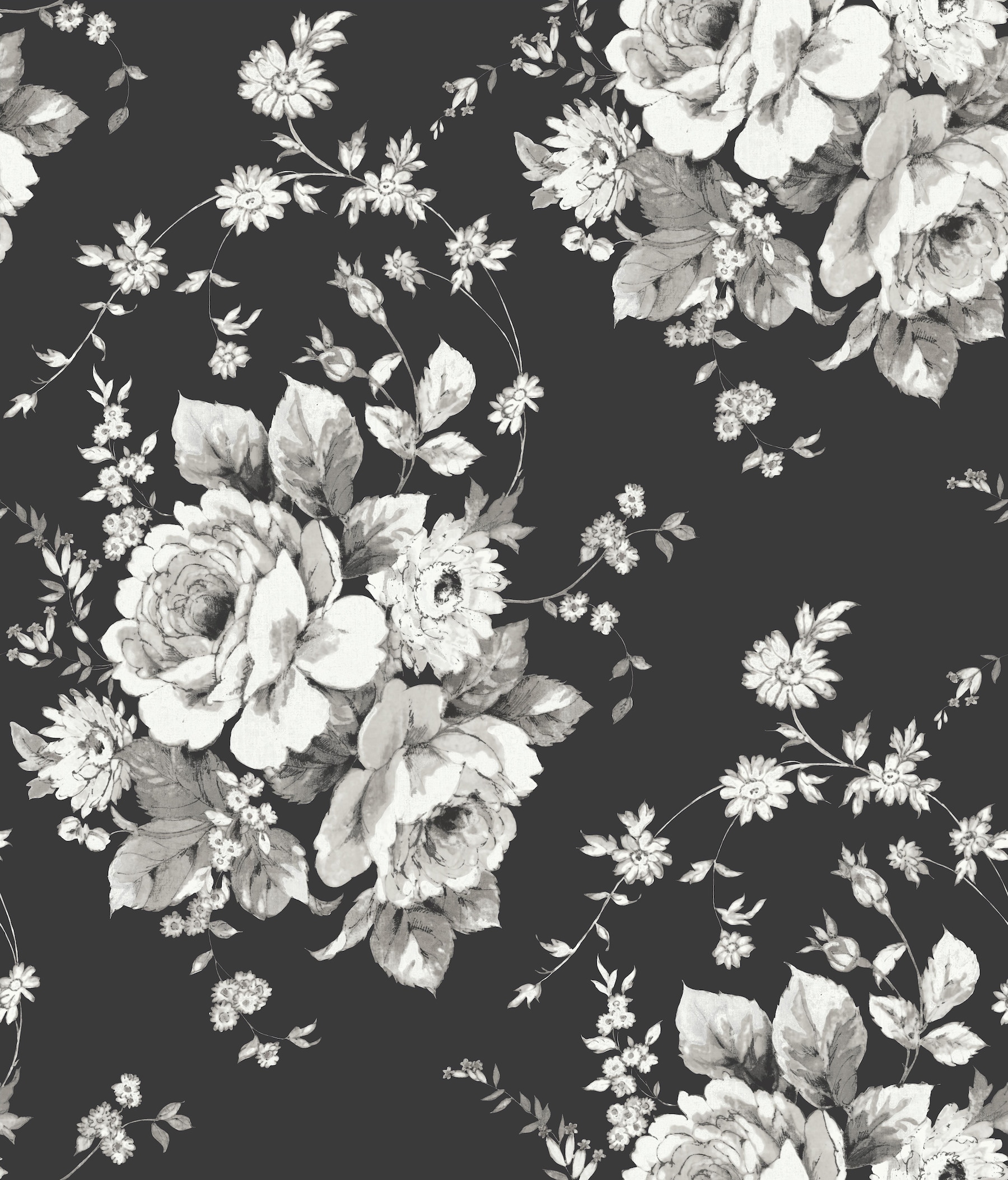 York Wallcoverings FH4088 Simply Farmhouse 56.4-Sq. Feet Black Non-woven Ivy/Vines Unpasted Wallpaper