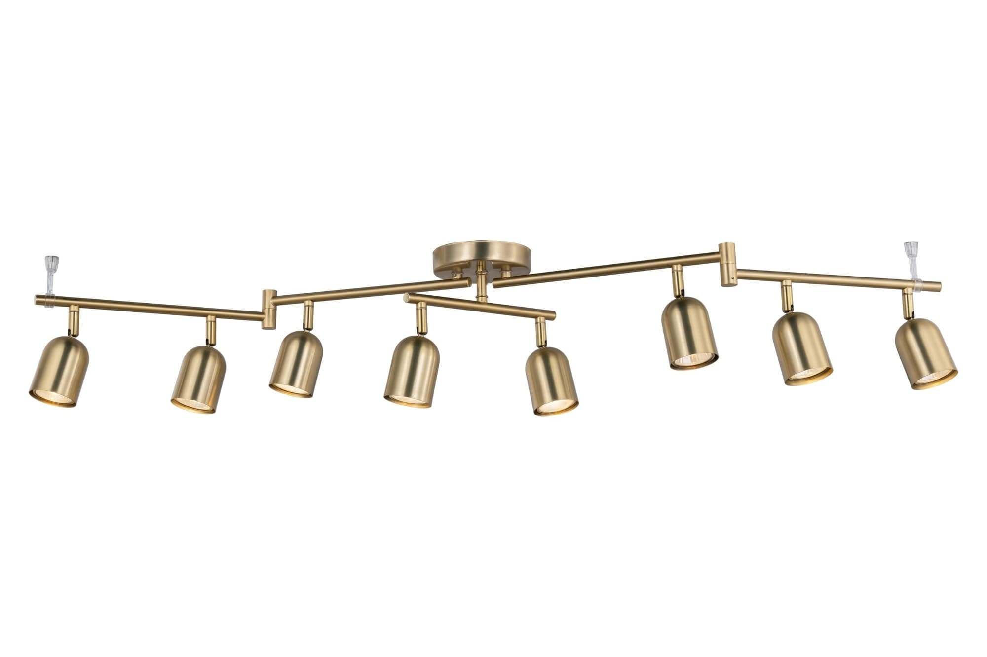Vrbgify  8 Piece Modern Matte Brass Track Lighting Kit 50x4.73x7.75 Inch Adjustable Ceiling Spotlight Rotatable Bar GU10 Bulb Required Kitchen Living Room