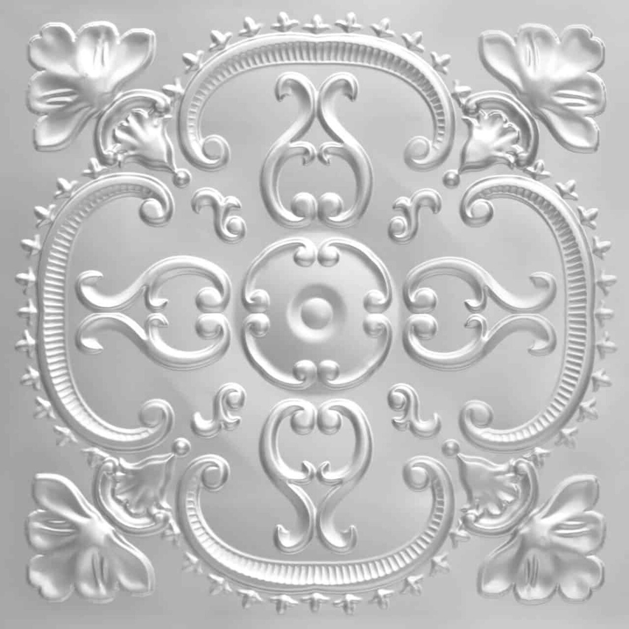 From Plain to Beautiful in Hours 217SR-24X24-10 2-ft x 2-ft Alhambra Faux Tin/ PVC Silver PVC Surface-mount Ceiling Tile (10-Pack, 40-sq ft / Case)