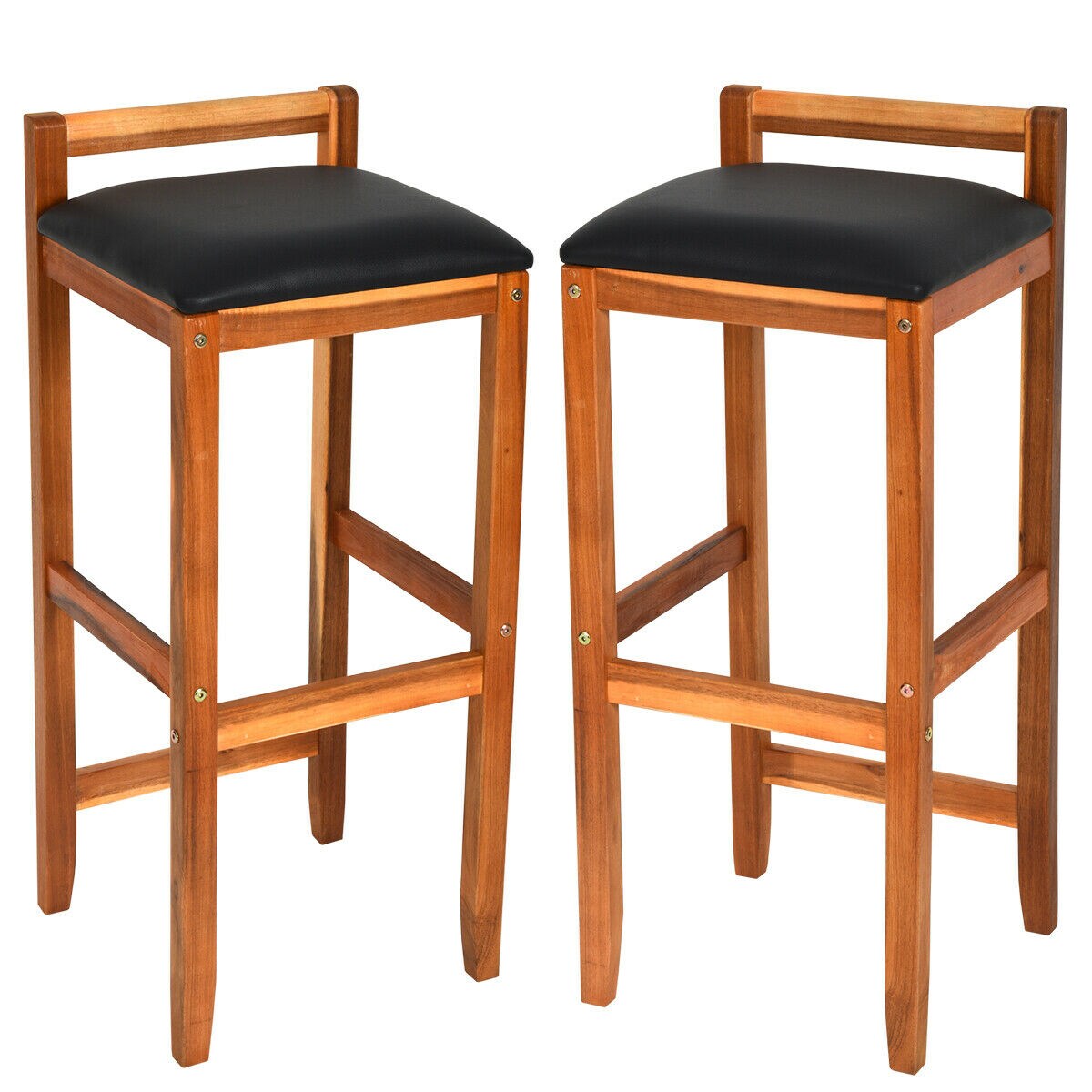 CASAINC WF-HW62407-LA Brown 33.5-in H Bar height Upholstered Wood Backless Bar Stool