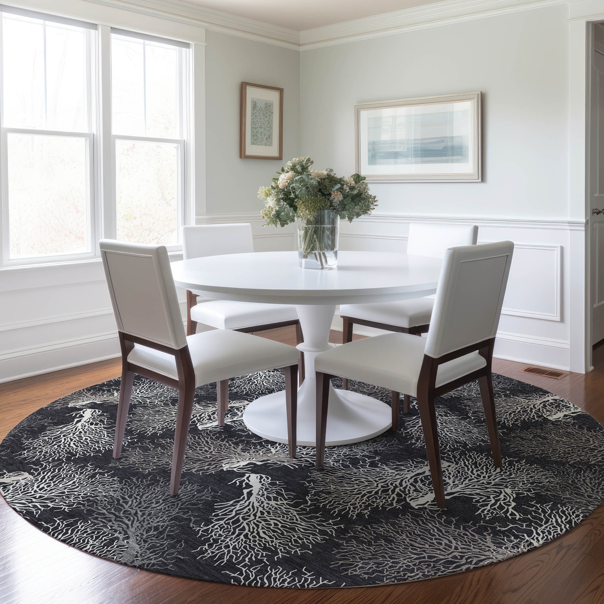 Addison Rugs AMF182MI8RO Mayfield AMF182MI 8 x 8 (ft) Loomed Polyester Midnight Round Indoor Geometric Machine washable Area rug