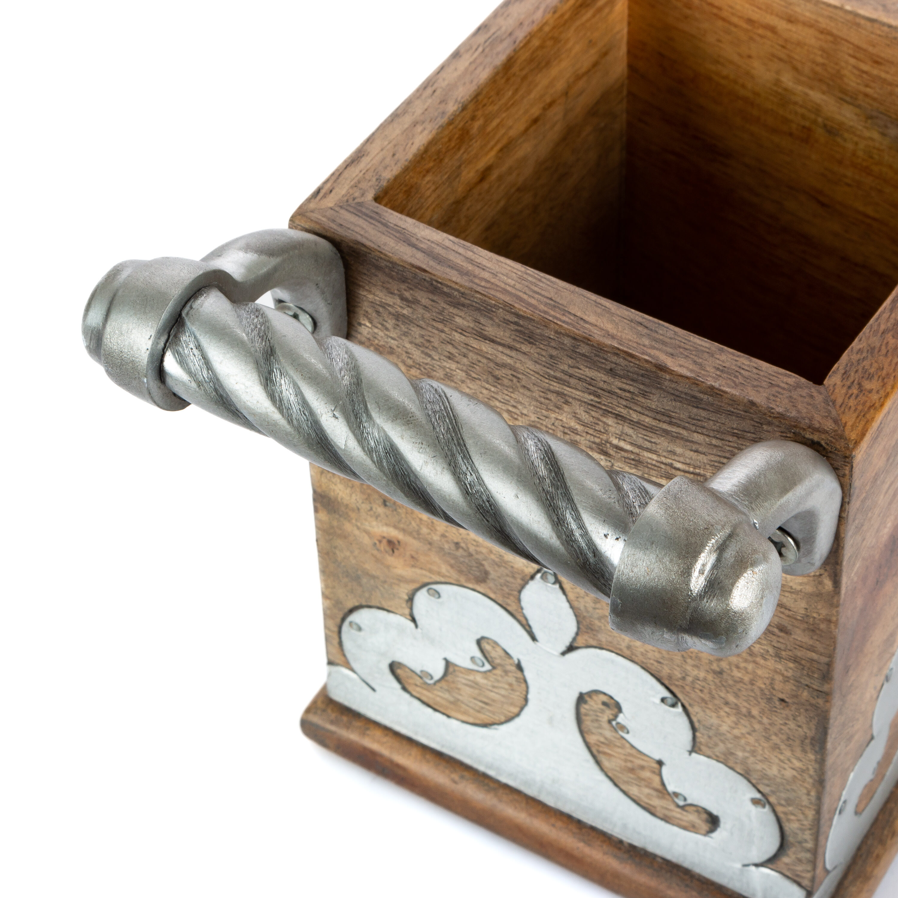 Heritage Mango Wood and Metal Flatware Caddy