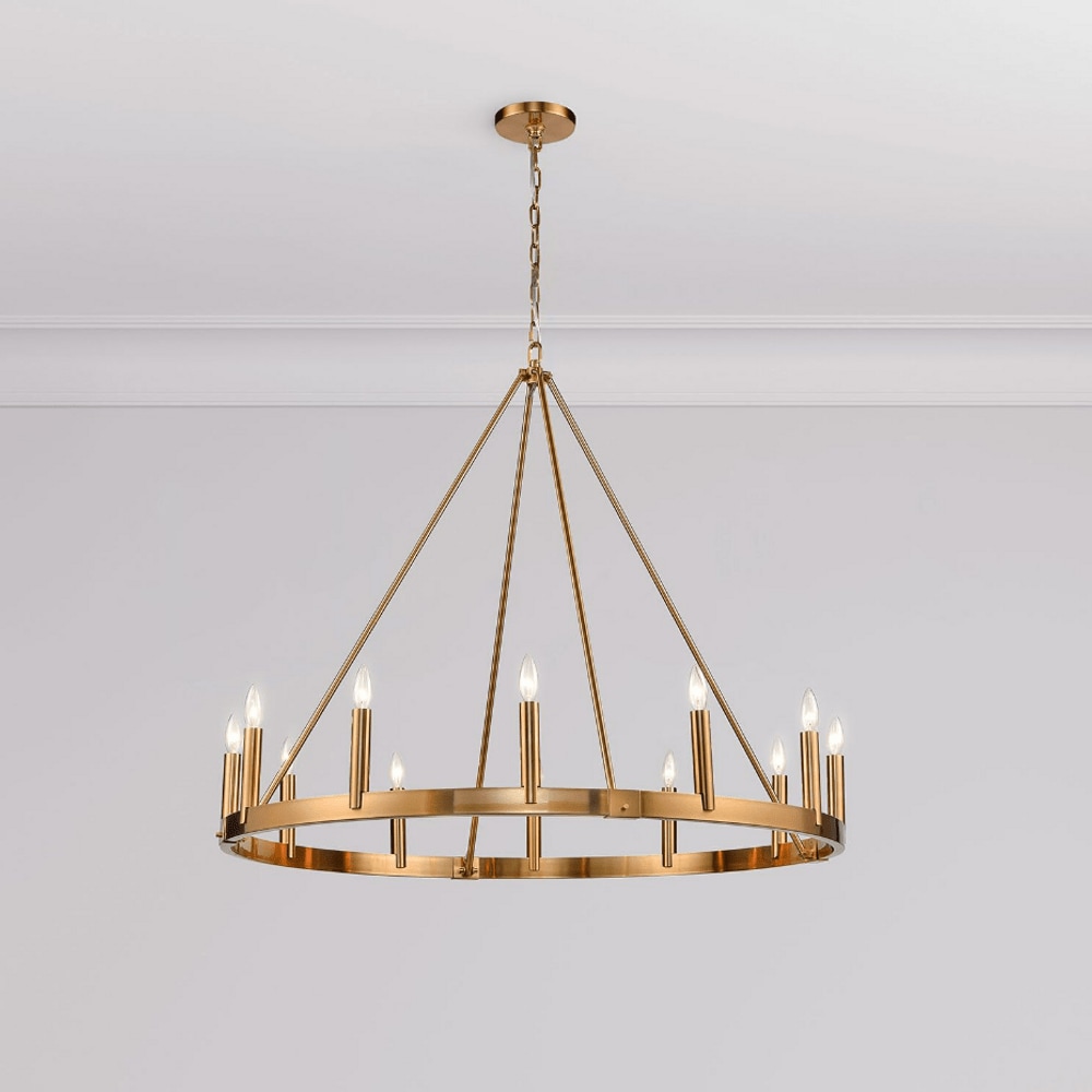 Dutton 12-Light Brushed Gold Modern/Contemporary Dry Rated Chandelier | - Signature Hardware 479846