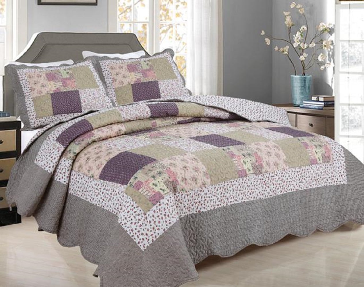 J&V TEXTILES 512-99 Multicolor Multi Reversible King Quilt with ( Cotton Fill )