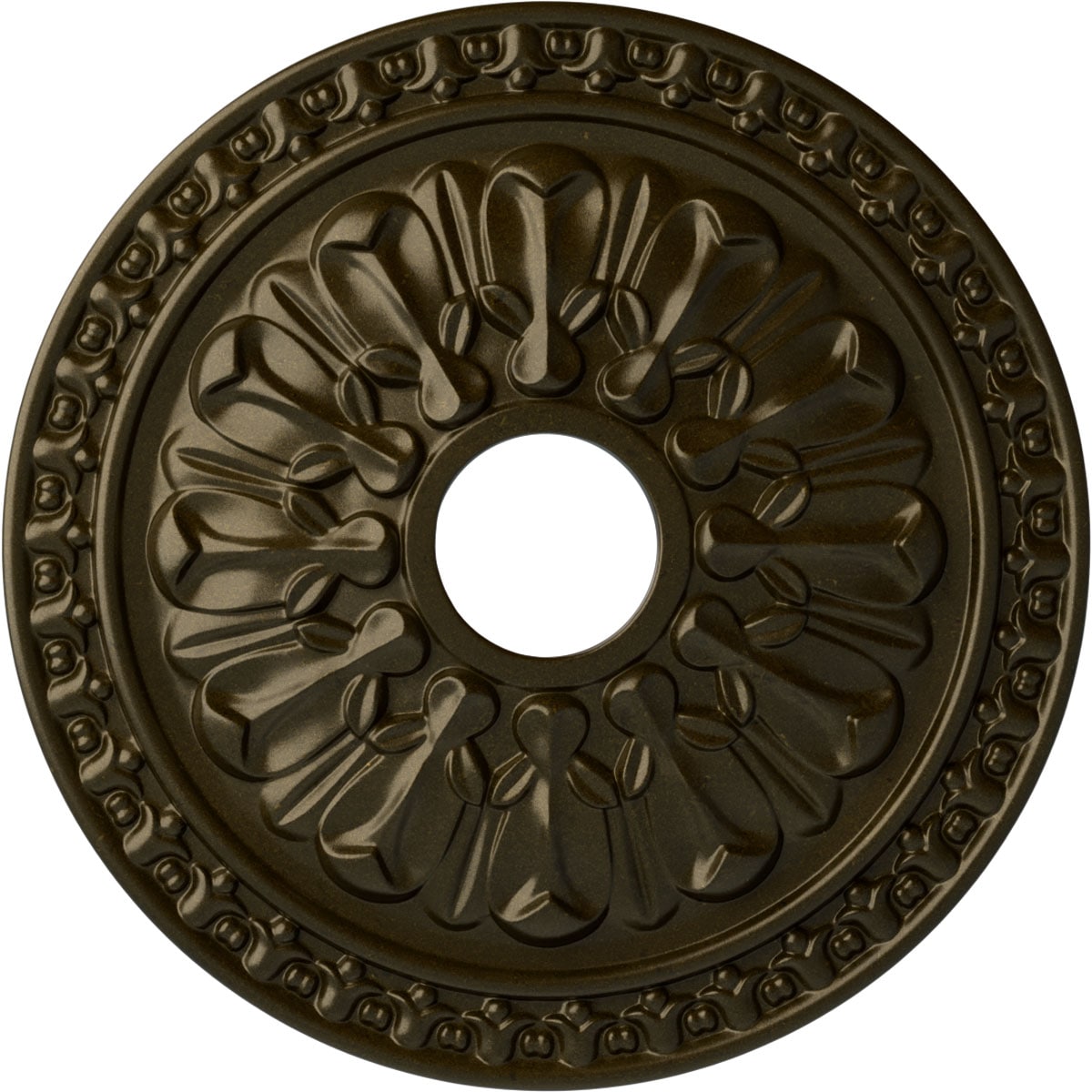 Ekena Millwork CM18WAGGS Warsaw 18-in W x 18-in L Painted Green Gold Polyurethane Whole Ceiling Medallion