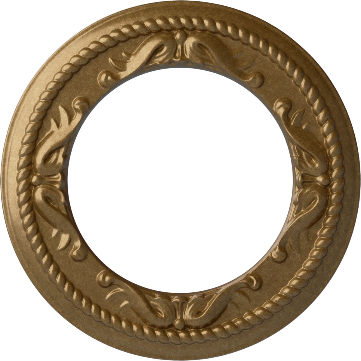 Ekena Millwork CM12MEPAS Roped Medway 12.25-in W x 12.25-in L Painted Pale Gold Polyurethane Whole Ceiling Medallion