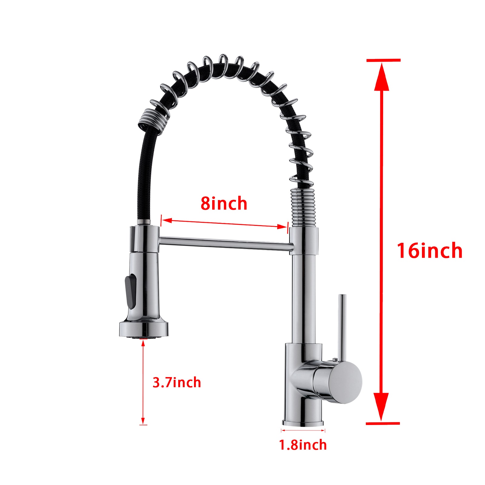 Flynama Chrome Single Handle Pull-down Kitchen Faucet with Sprayer in ...