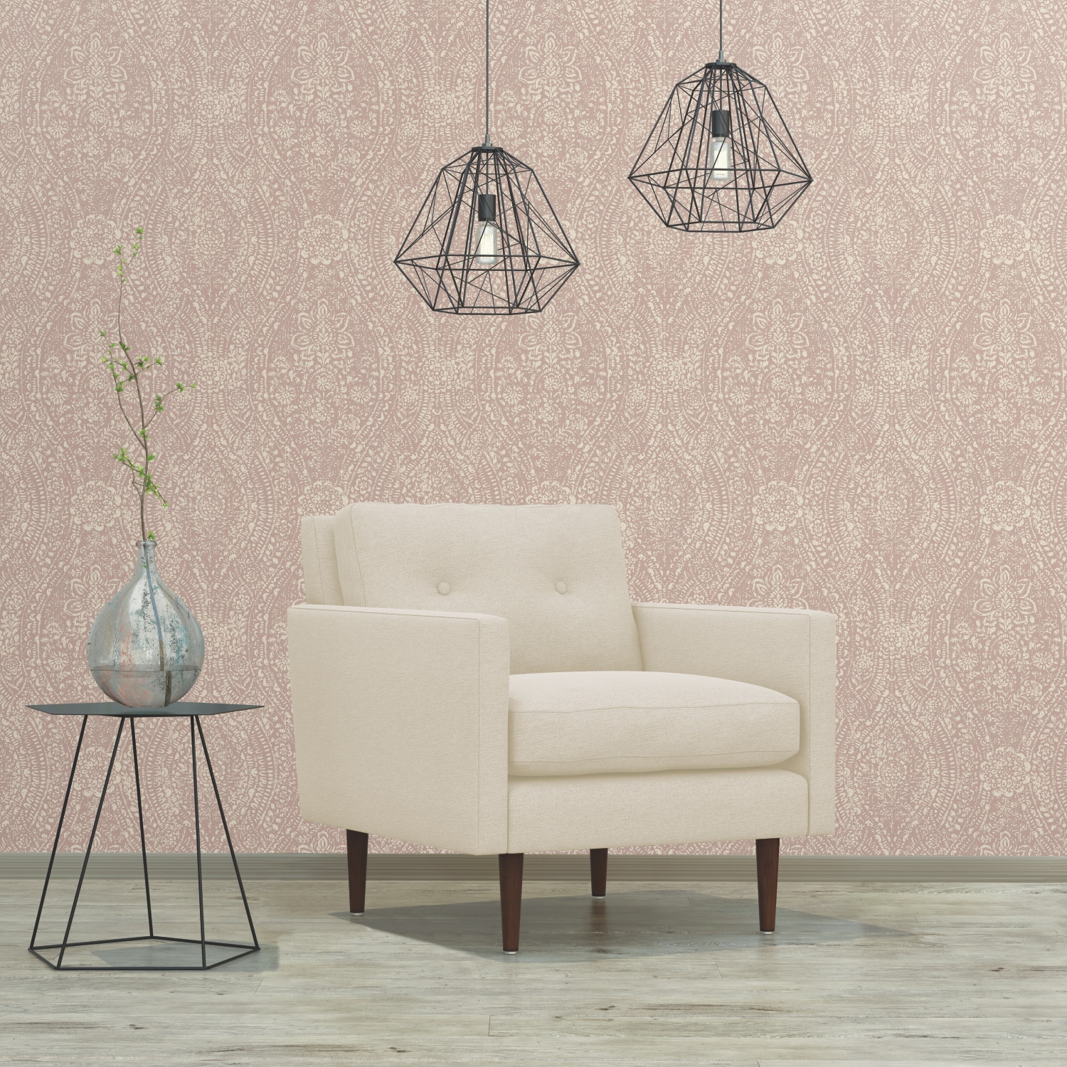 RoomMates RMK11571WP 28.18-Sq. Feet Pink Vinyl Geometric Self-adhesive Peel and Stick Wallpaper