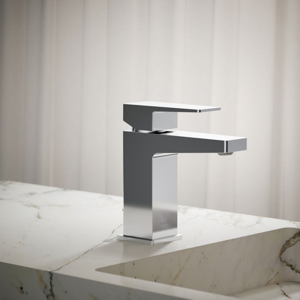 KOHLER 99760-4-CP Honesty Polished Chrome Single hole 1-handle WaterSense Low-arc Residential Handle Bathroom Sink Faucet with Drain