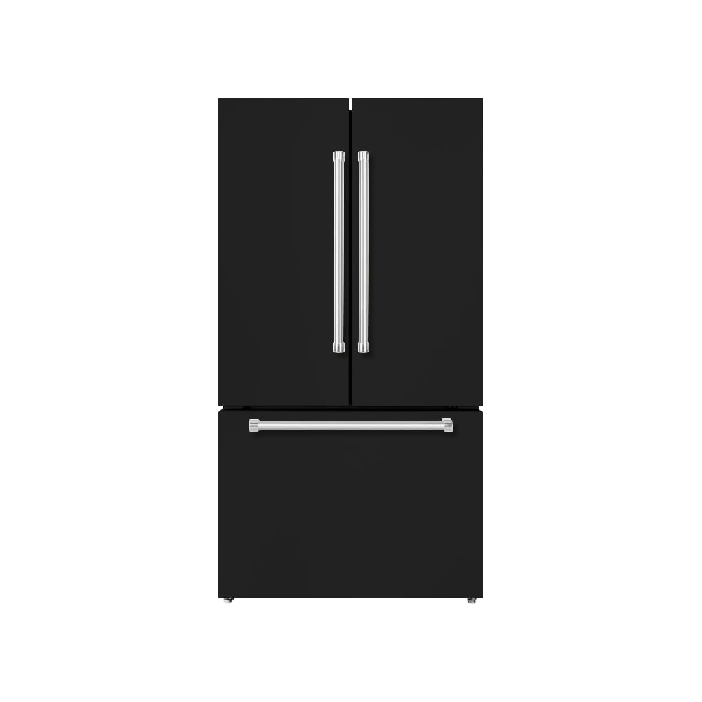 Hallman HBRFSFD36CMGB 20.3-cu ft Counter-Depth Bottom-Freezer Refrigerator with Ice Maker ( Black Stainless Steel ) ENERGY STAR Certified