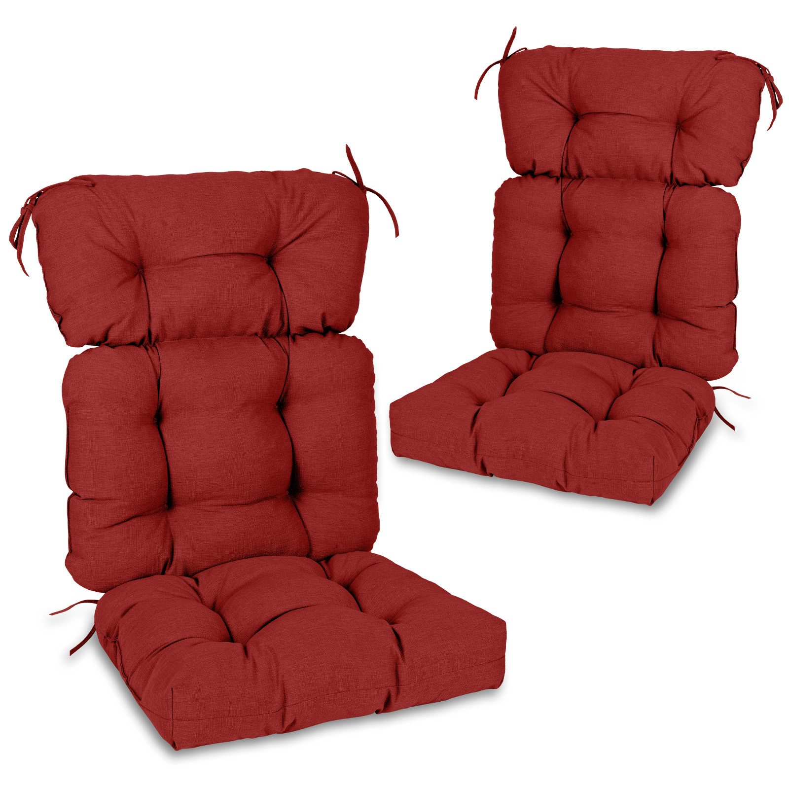 Aoodor A377-PRDRD Tufted Chair Cushions 18-in x 22-in 2 -Piece Red High back patio chair cushion