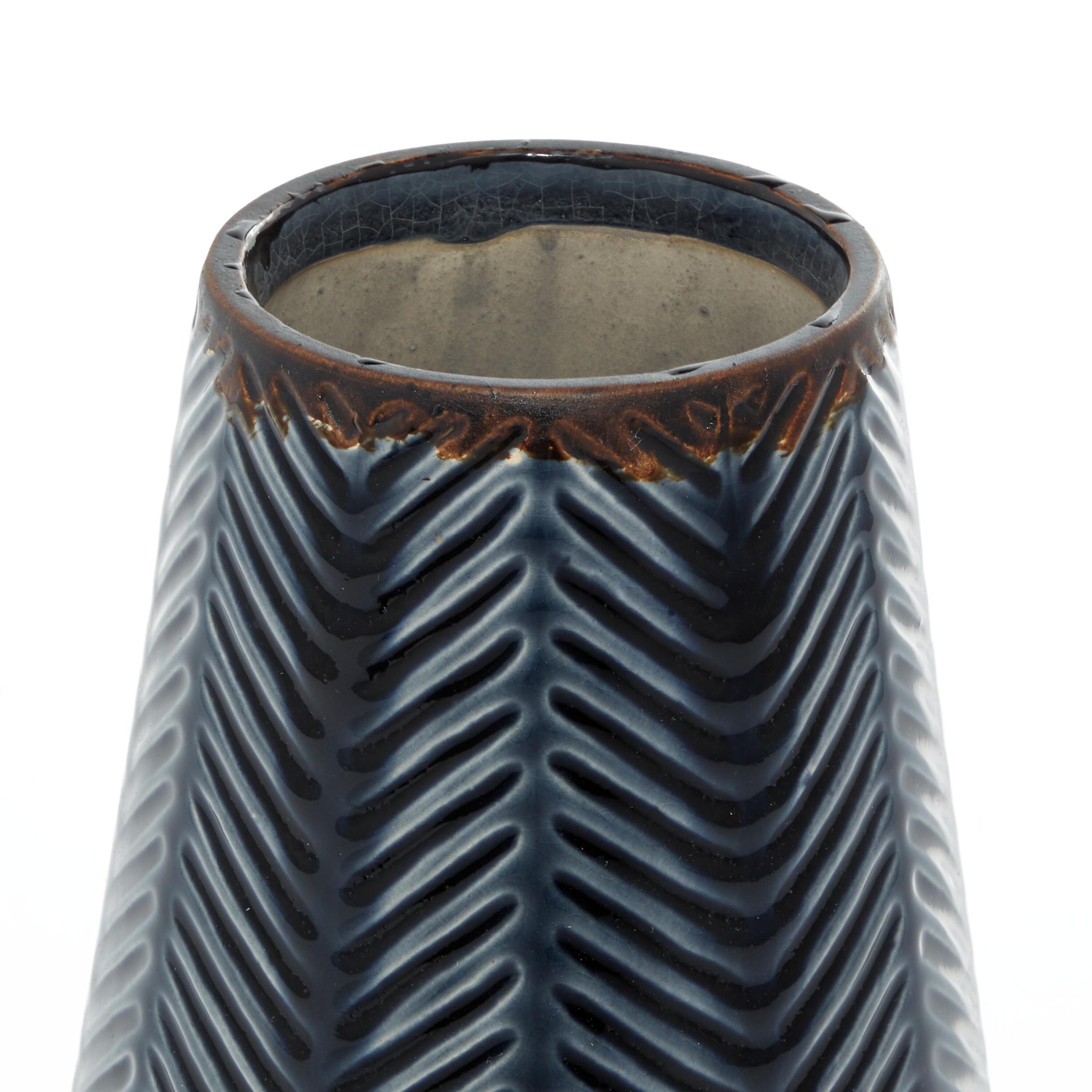 Dark Blue Chevron Ceramic Table Vase Set, 2-Piece