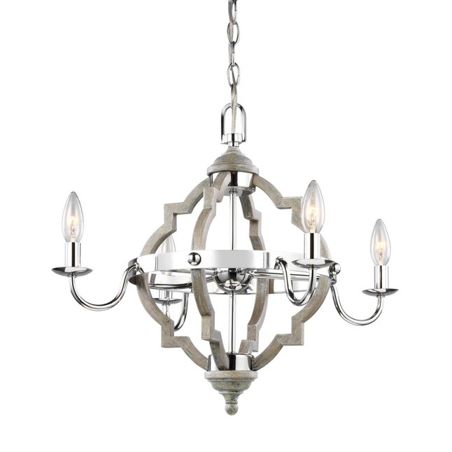 Sea Gull Lighting Socorro 22 in. W 4-Light Washed Pine Chandelier Sea Gull Lighting Socorro 22 in. W 4-Light Washed Pine Chandelier