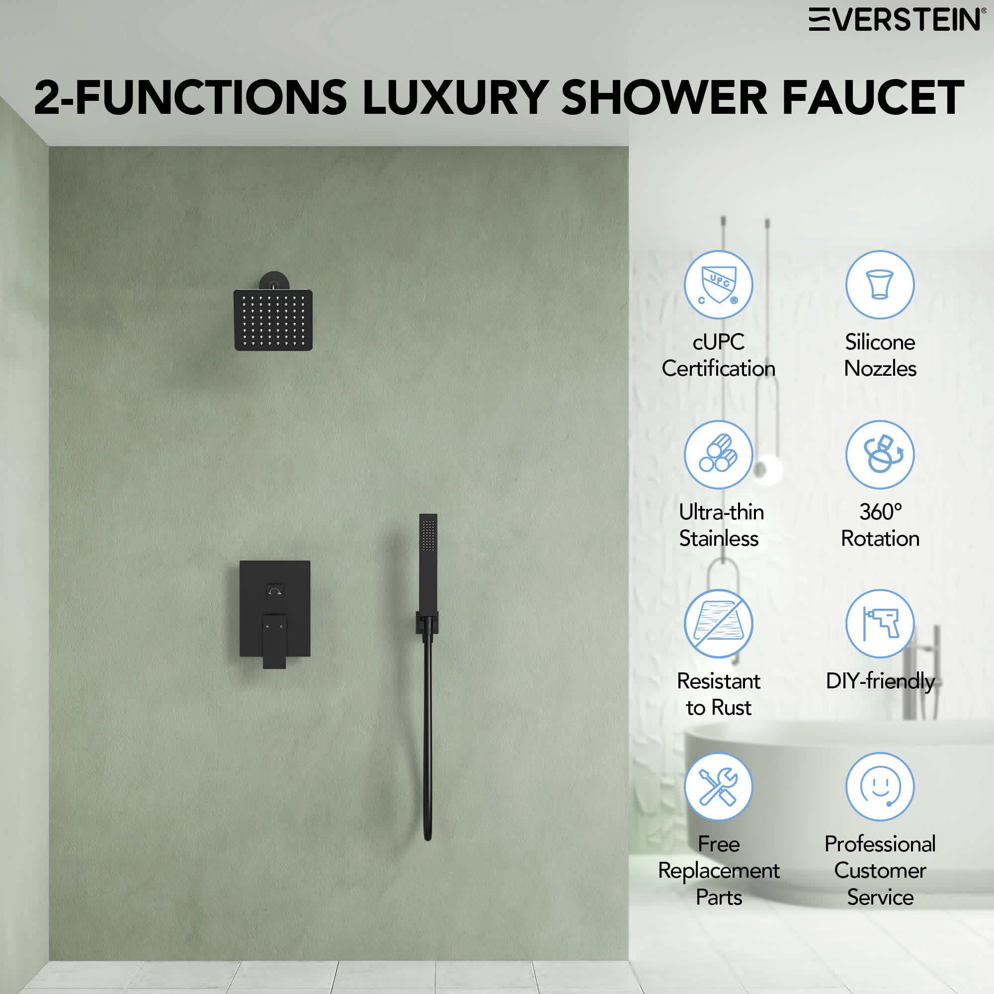 EVERSTEIN SFS-1077-BK6 Tub-Shower-Faucets - View #2
