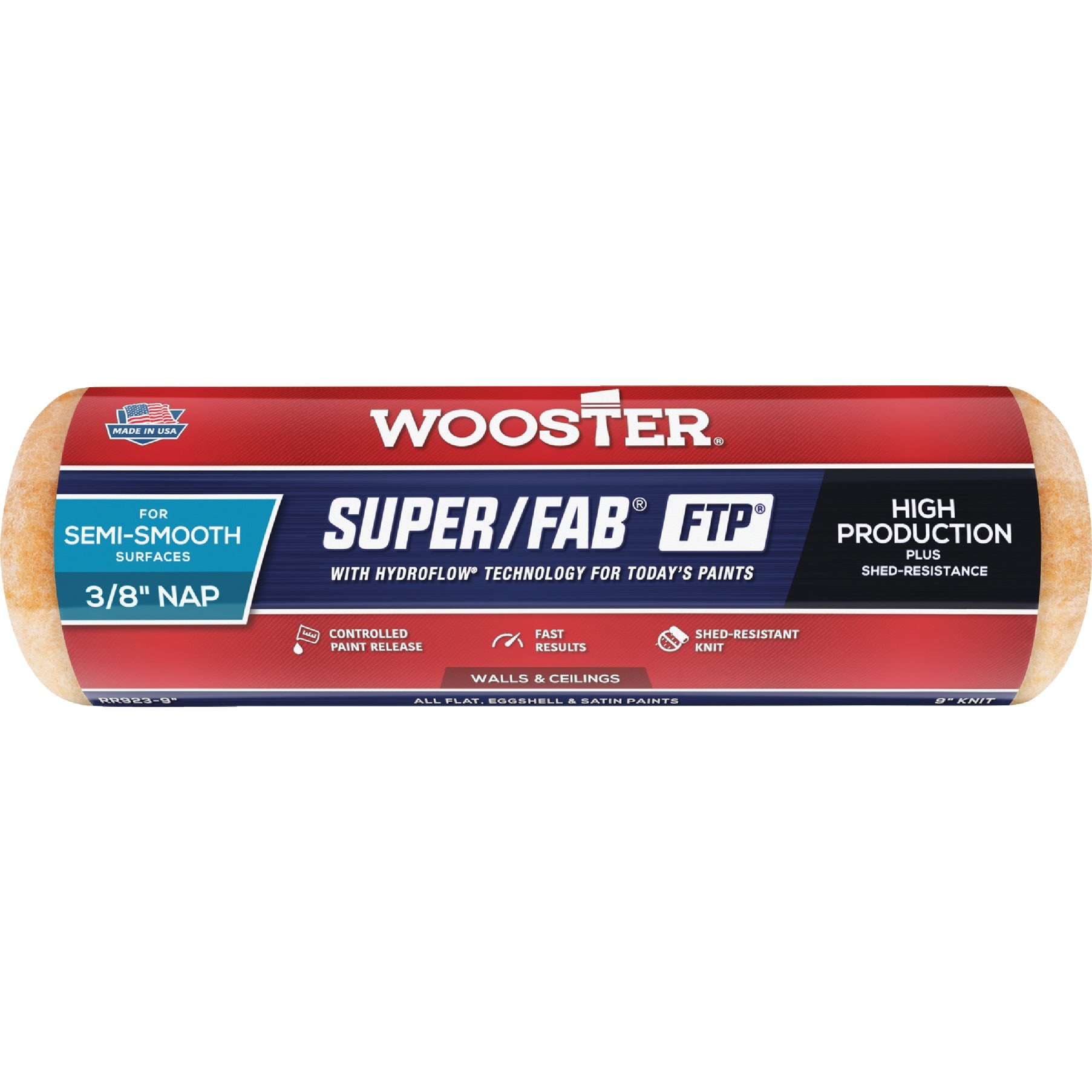 Wooster  Super/Fab FTP 9 in x 3/8 in Roller Cover Pack of 3