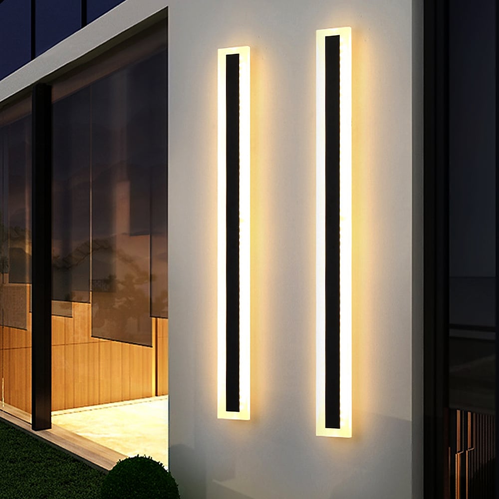 YANSUN 2-Pack 35.4-in H Black Integrated LED Outdoor Wall Light in 