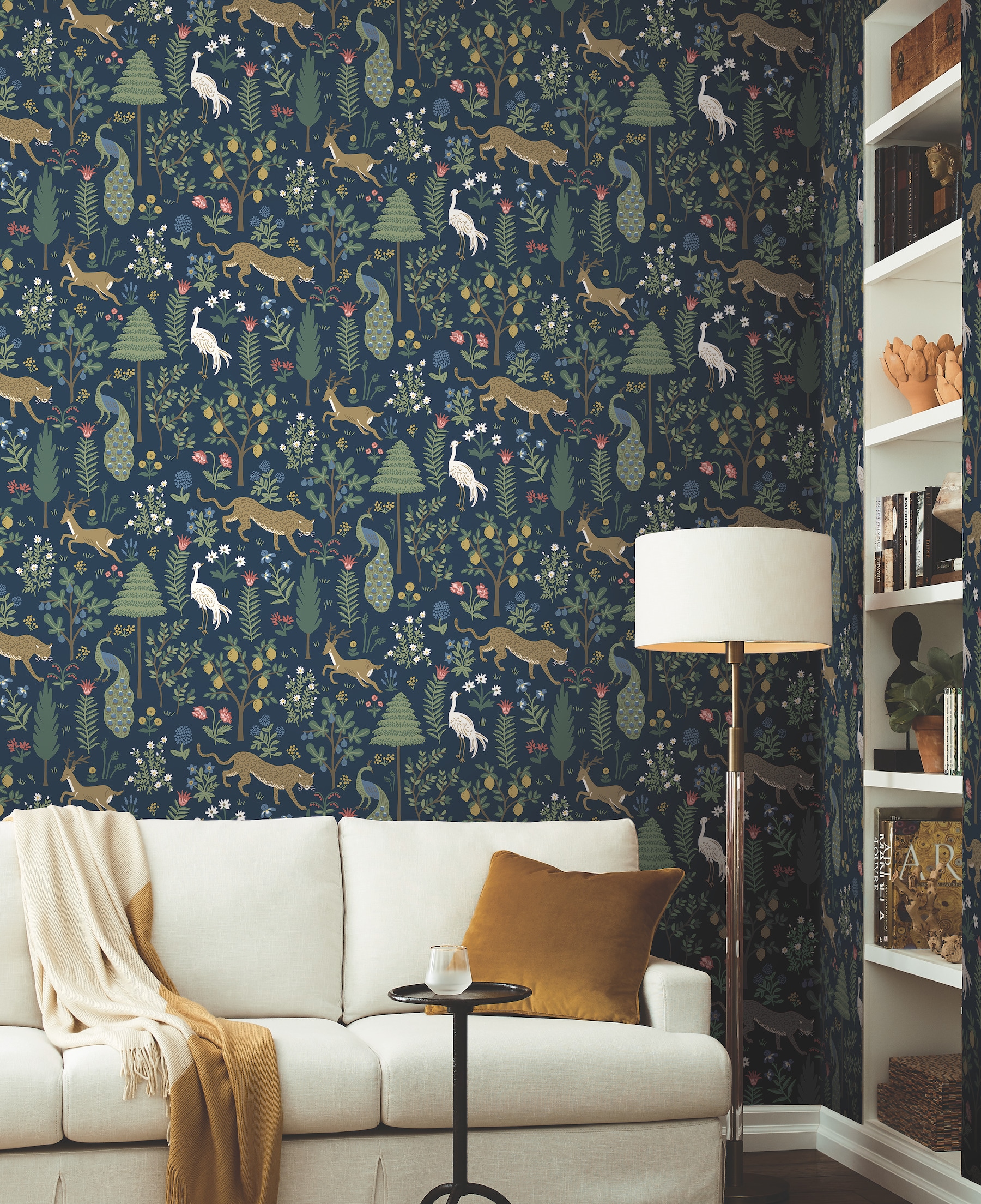 Menagerie Navy 27" L x 27" W Smooth Wallpaper Roll