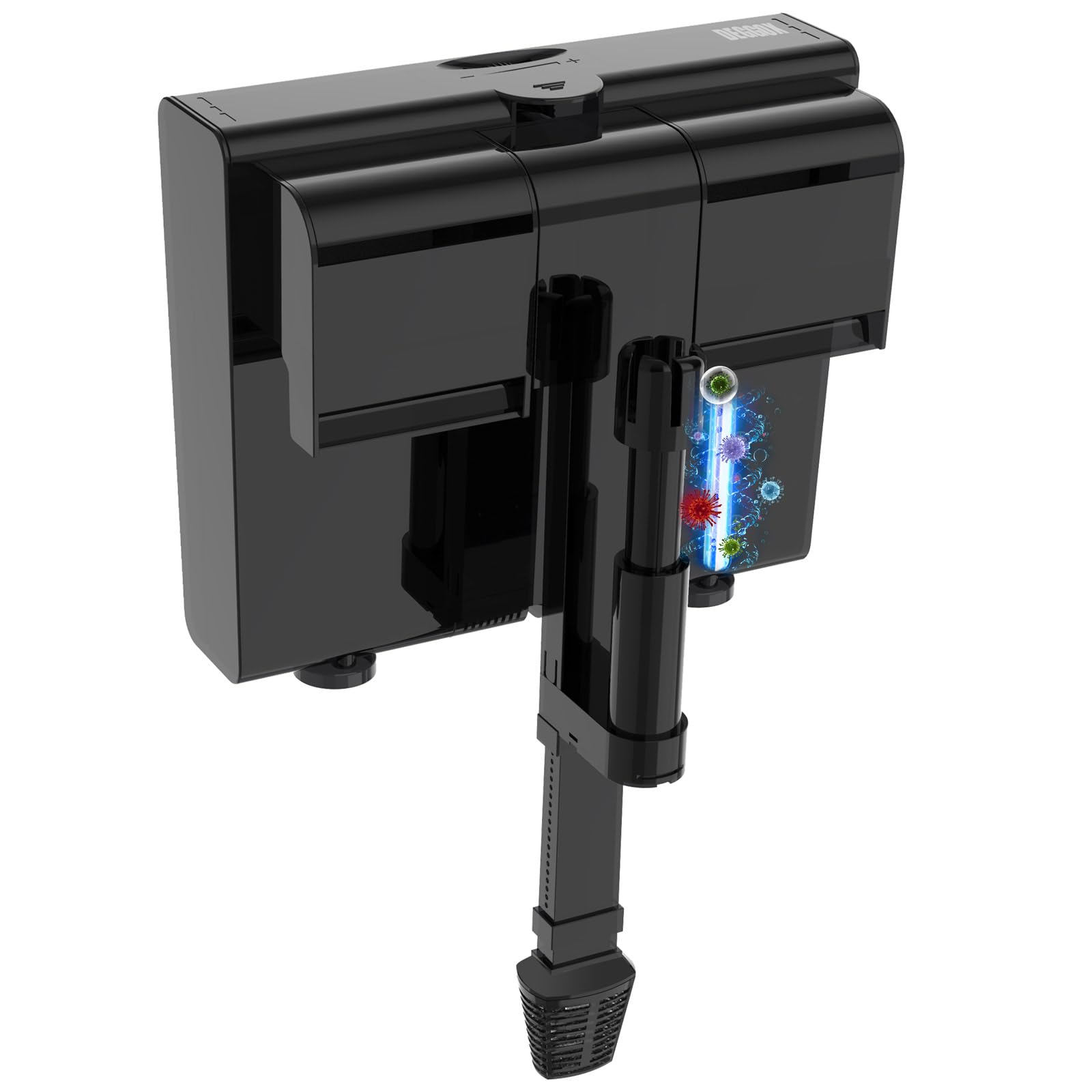 Etokfoks  Hang On Back Aquarium Filter with UV Lamp 170 GPH Pump and Surface Skimmer for 30 to 45 Gallon Fish and Turtle Tanks