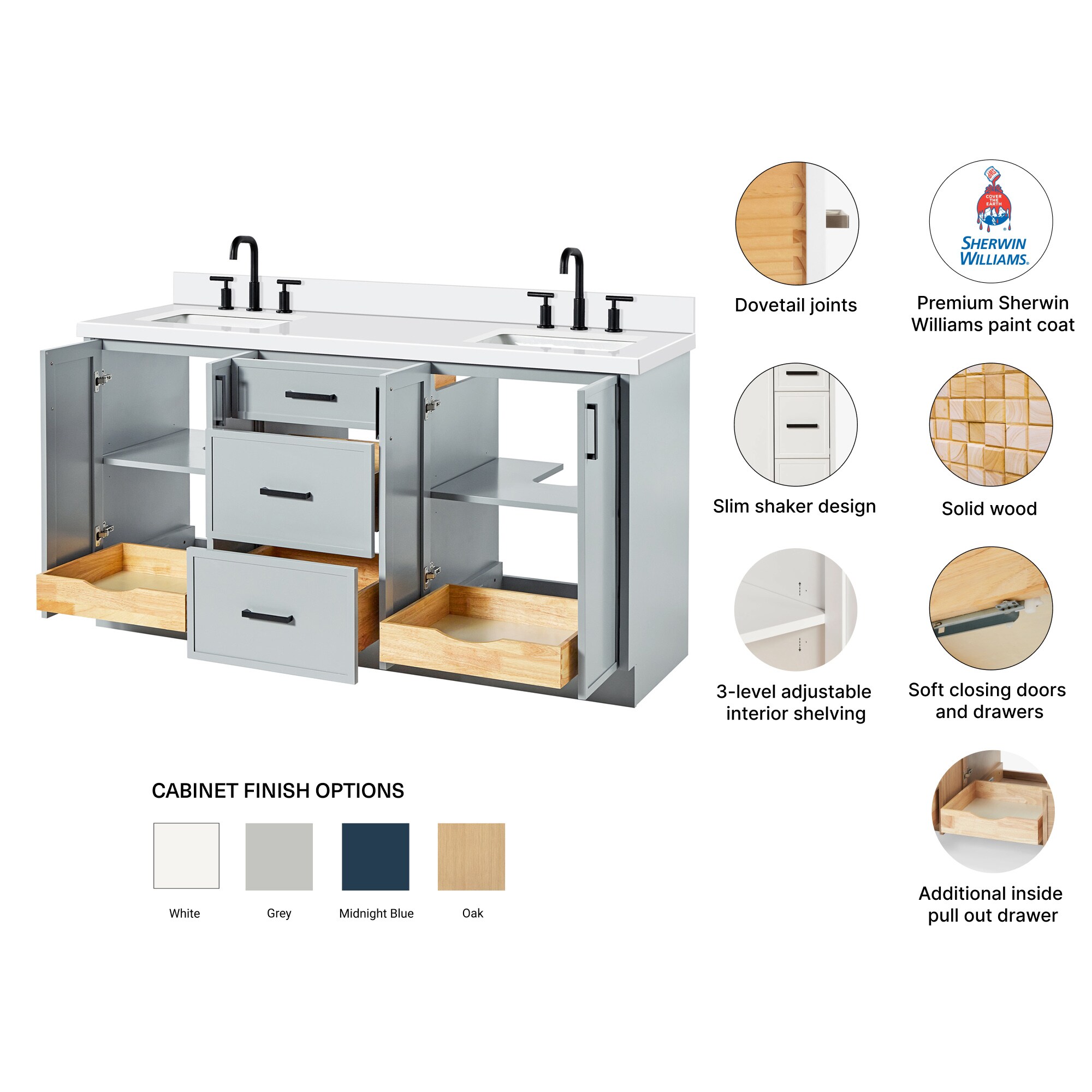 ARIEL K67DWQRVOGRY Bath-Vanity-Combo - View #10