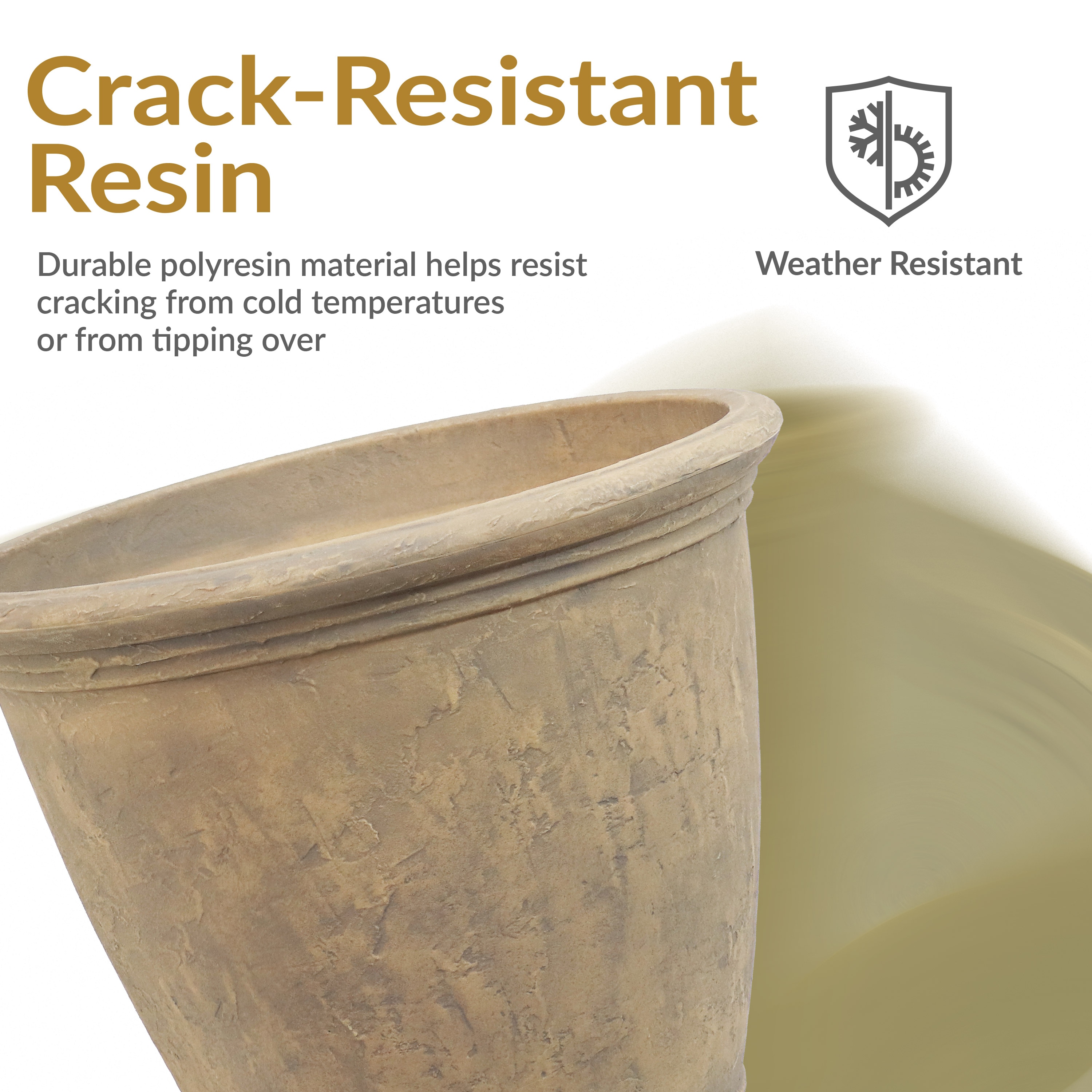 Sunnydaze Decor Round 14-in W Extra Large Off-white Resin Indoor