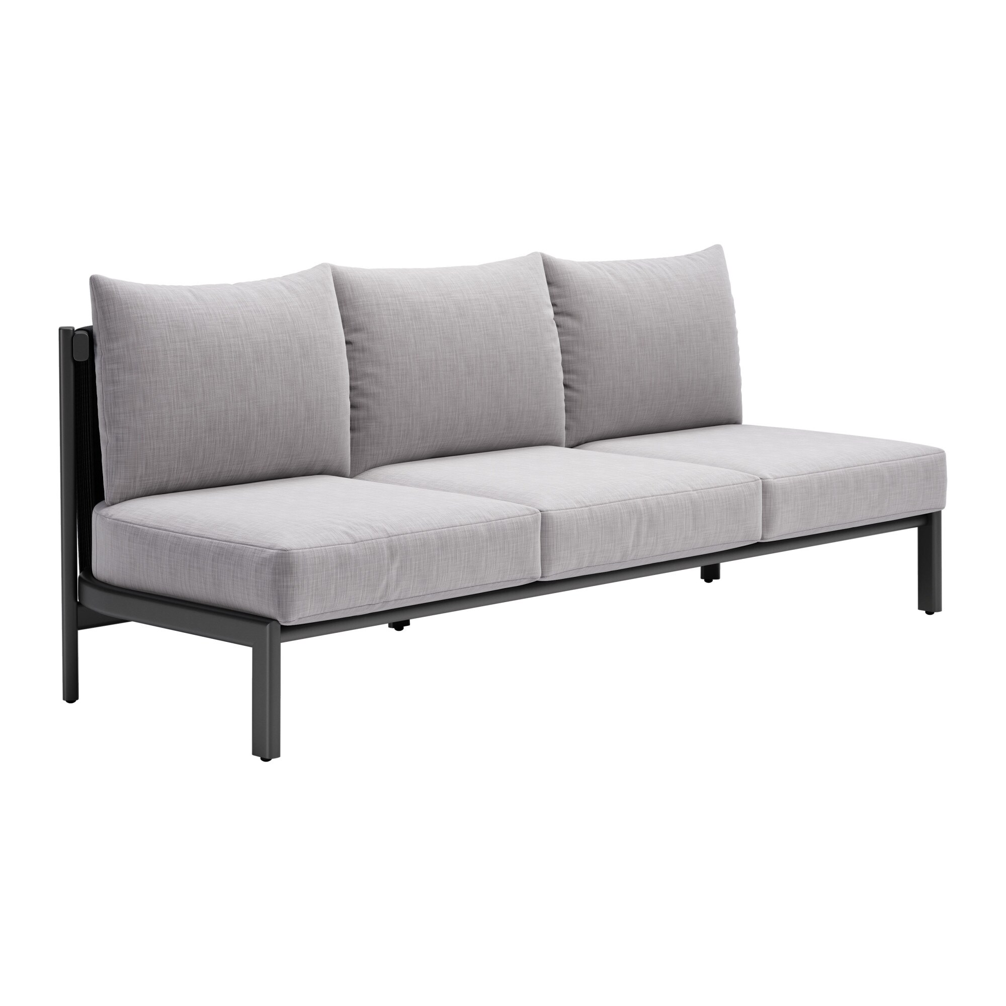 ZUO 704047 Horizon Outdoor Sofa with Black Cushions and Aluminum Frame