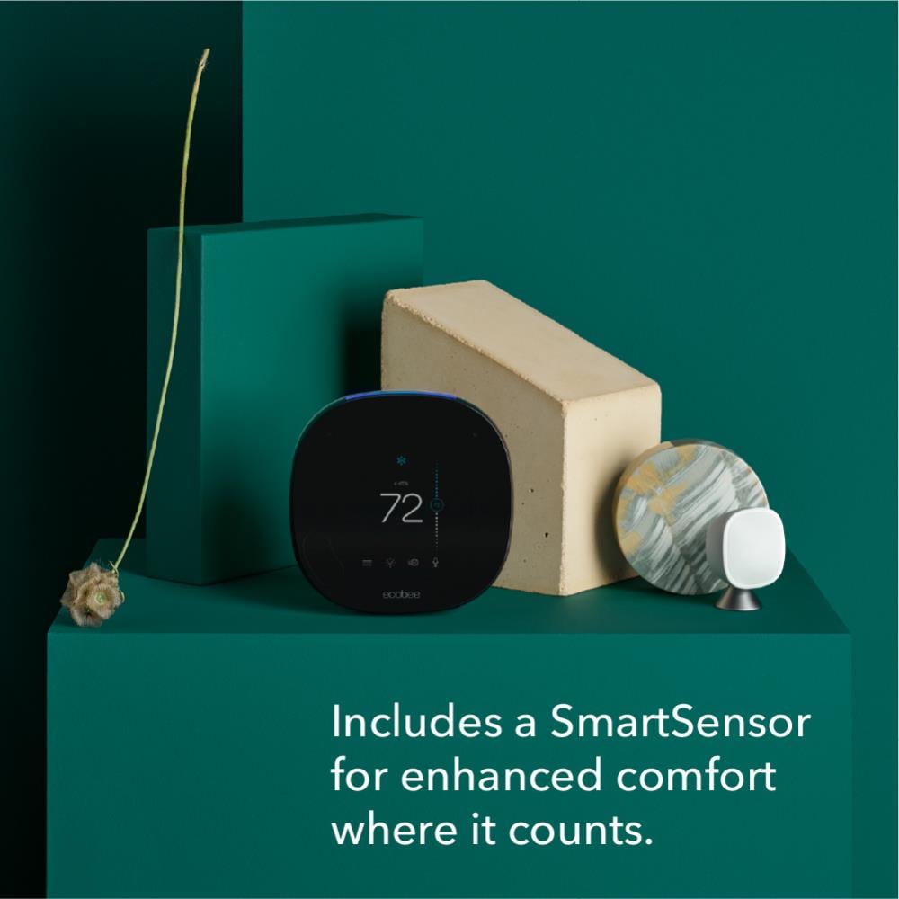 Best Buy: ecobee ecobee4 Wi-Fi Thermostat with Room Sensor and Built-In  Alexa Voice Service Black EB-STATE4-01