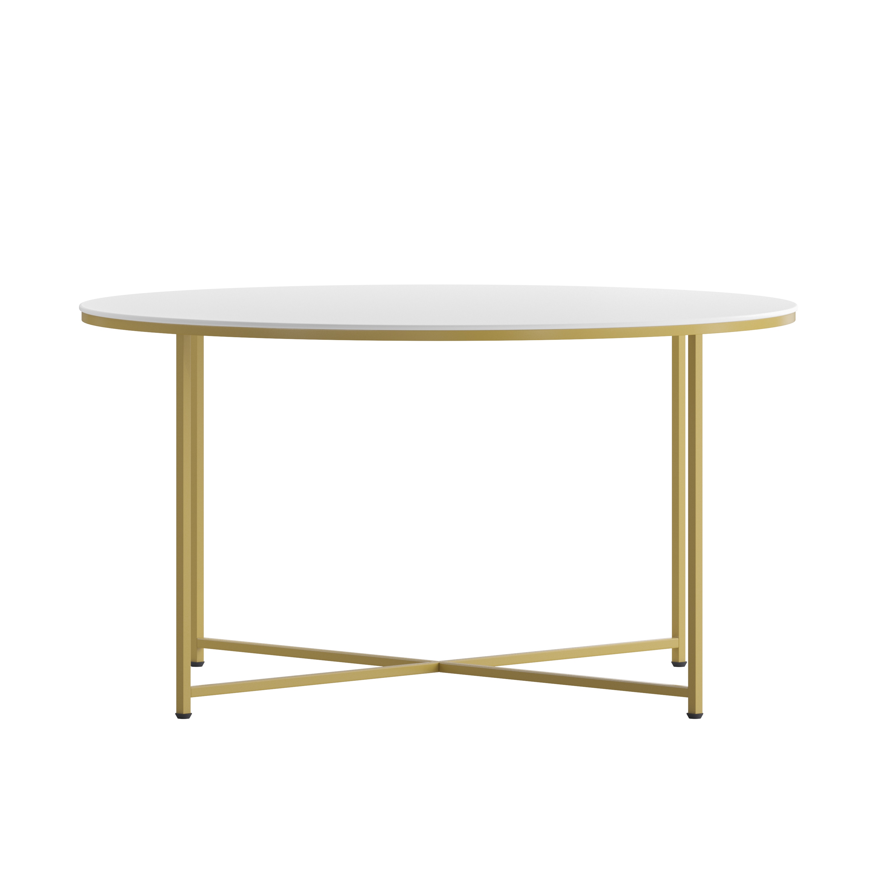 Hampstead Matte Gold and White Round Wood & Metal Coffee Table
