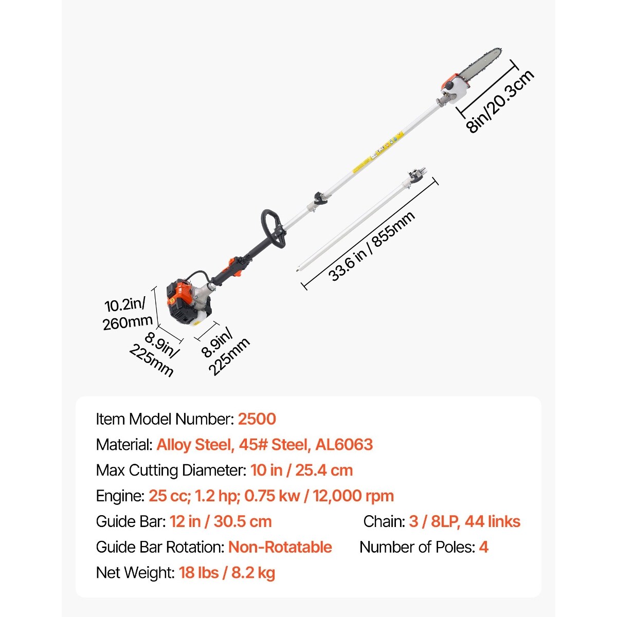 Tooliom D01027527YT Cordless-Pole-Saw - View #2